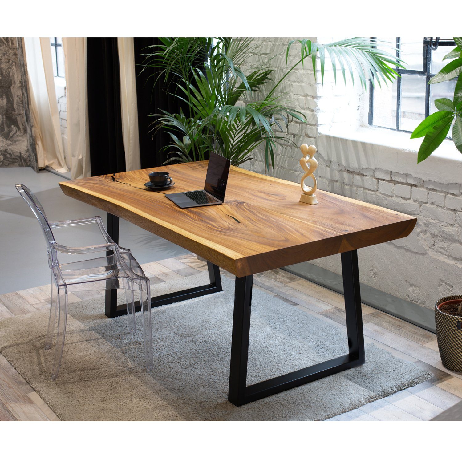 Baumkante Schreibtisch Esstisch Rikmani Tisch Holz SAMSON Massivholz