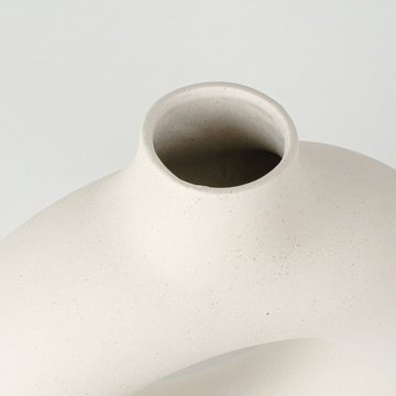flature Tischvase Keramik Donut Vase Weiß - für Pampasgras und Blumen