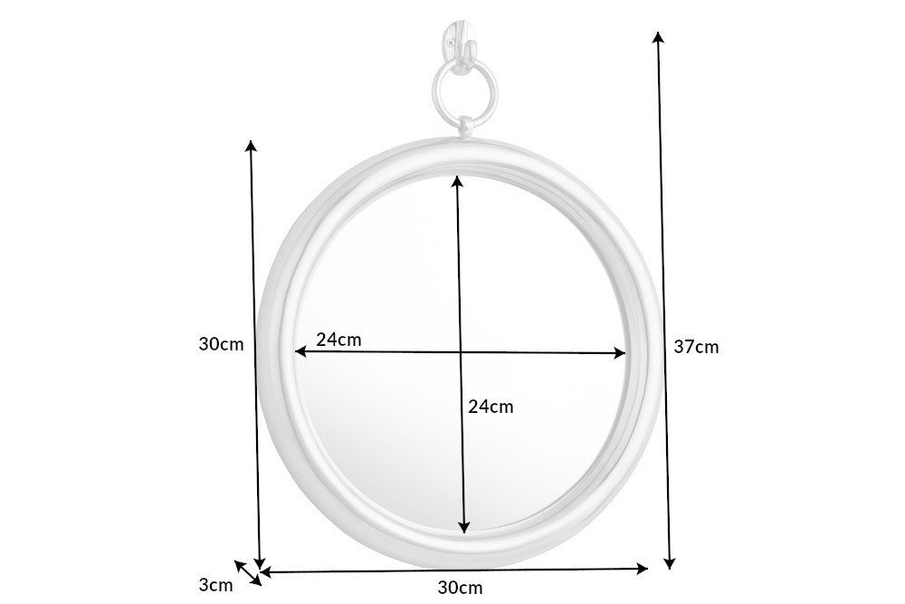 PORTRAIT (1-St), Wohnzimmer Aufhängung Rahmen silber · riess-ambiente Spiegel rund · Deko mit & · · Wandspiegel 37cm