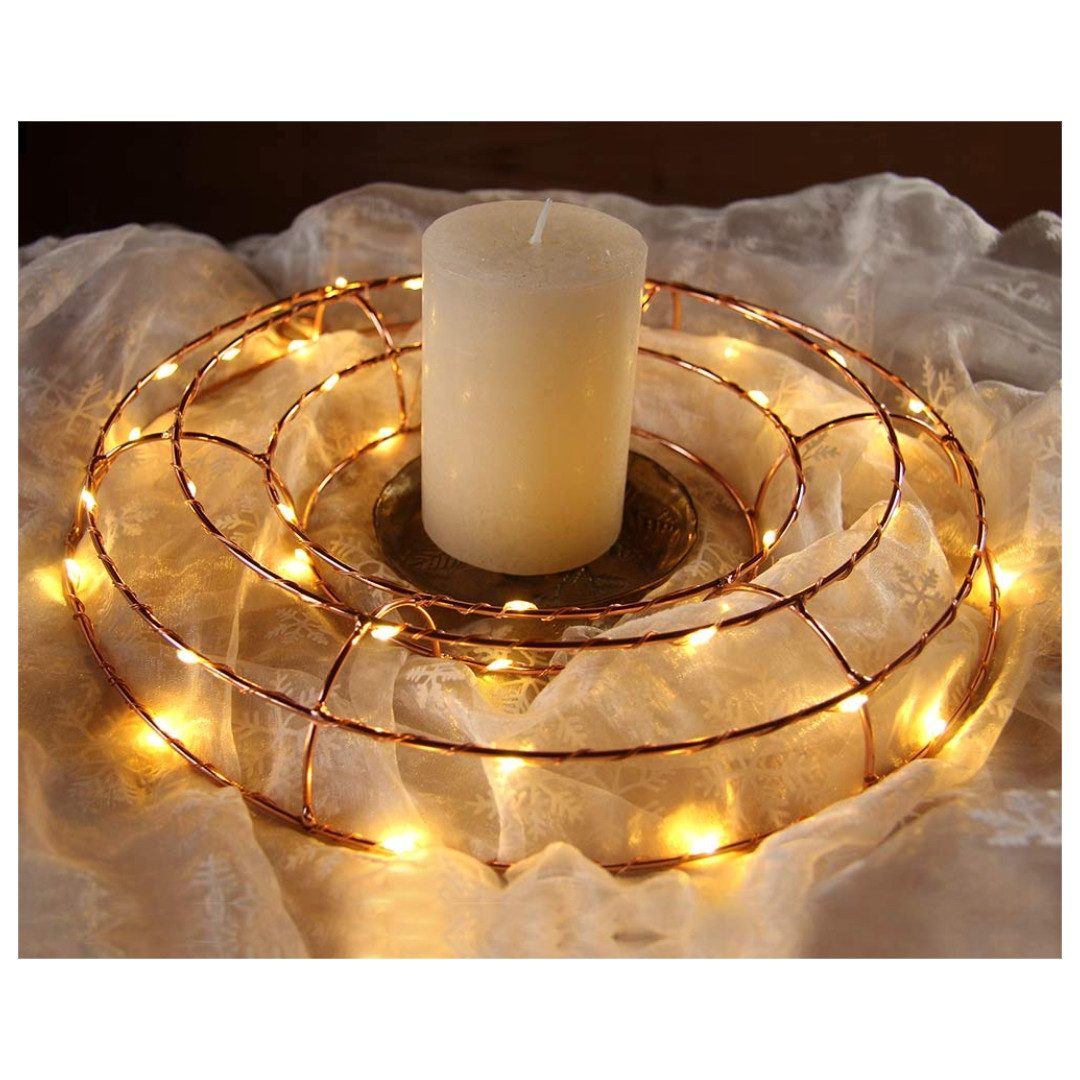 Gartenpirat LED Dekolicht Ø 30 cm aus kupferfarbenem Draht mit LED-Beleuchtung Weihnachtsdeko