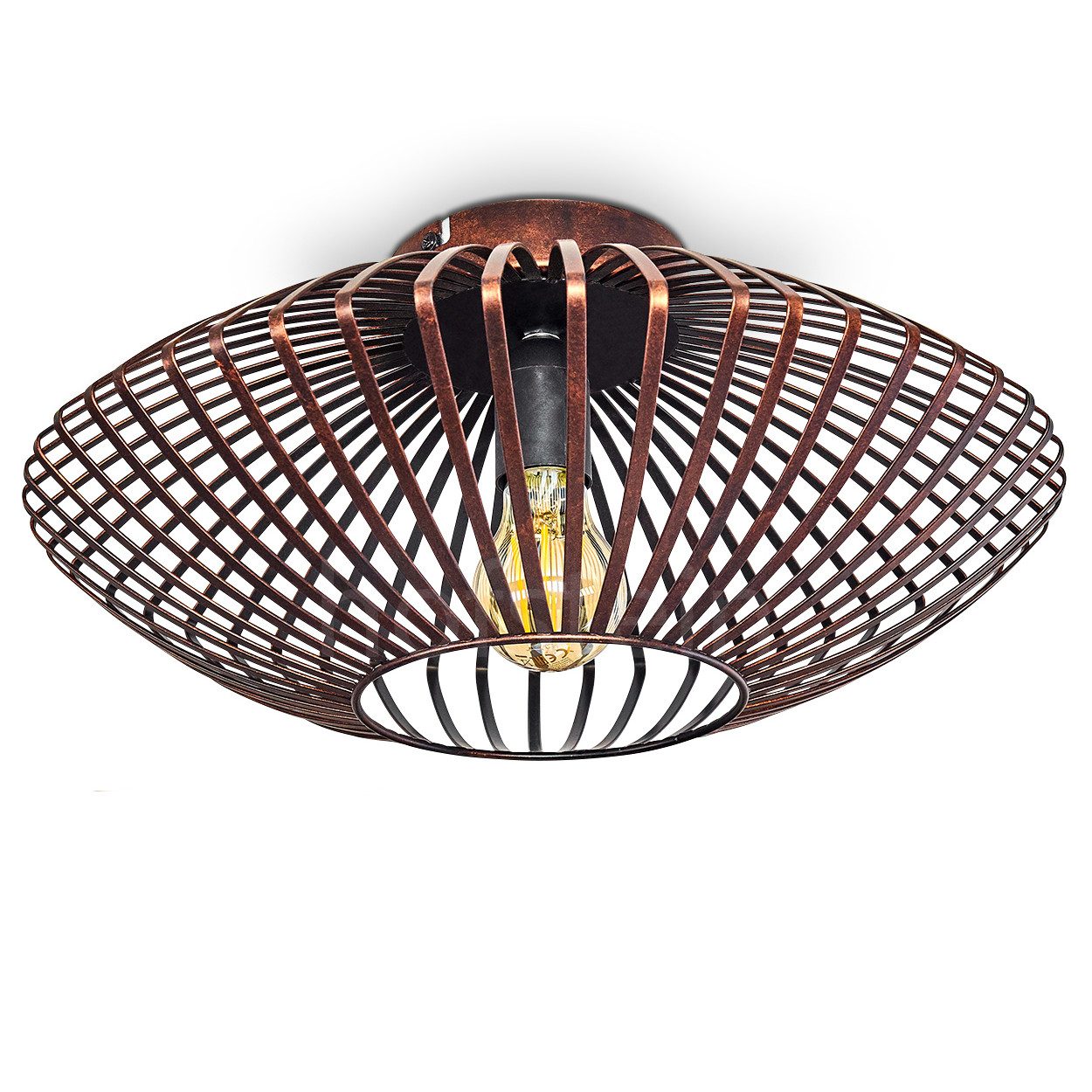 hofstein Deckenleuchte »Pieris« Deckenlampe aus Metall in Schwarz/Kupfer, o günstig online kaufen