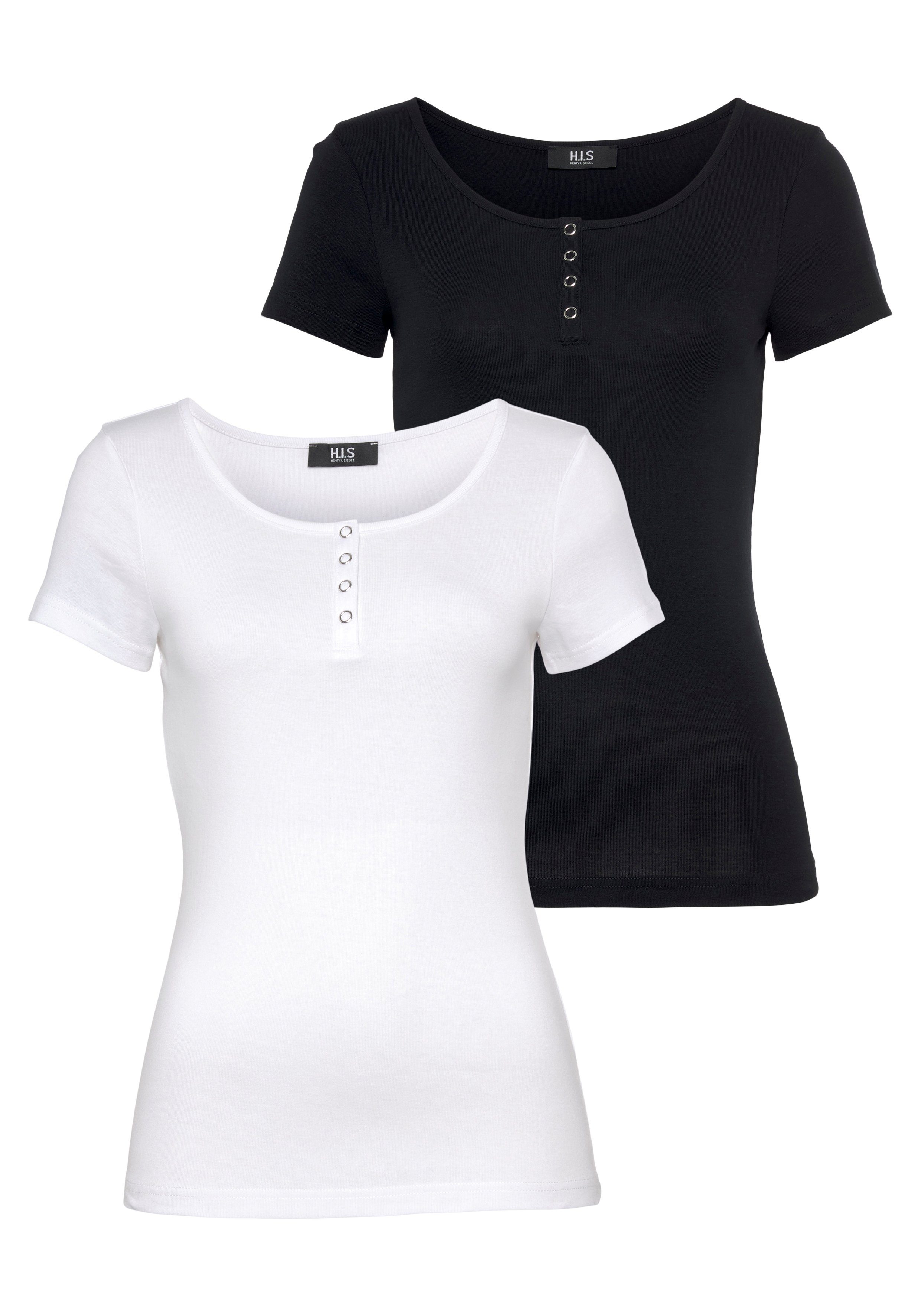 H.I.S T-Shirt (Set, 2-tlg) Kurzarm, unifarben, günstig online kaufen