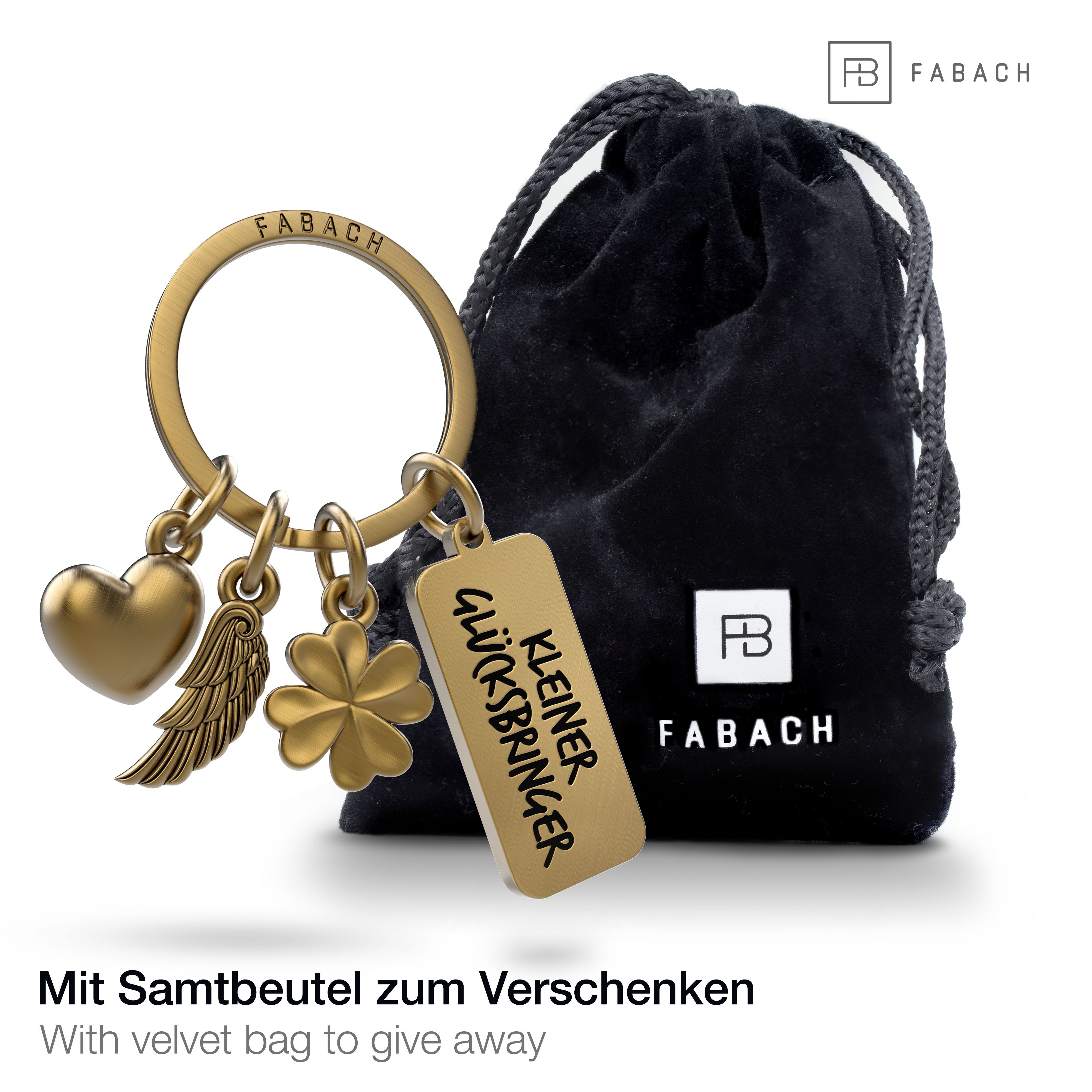 mit - Kleiner Antique Schlüsselanhänger - 3 Schutzengel FABACH Geschenk Charms Gravur Bronze Glücksbringer