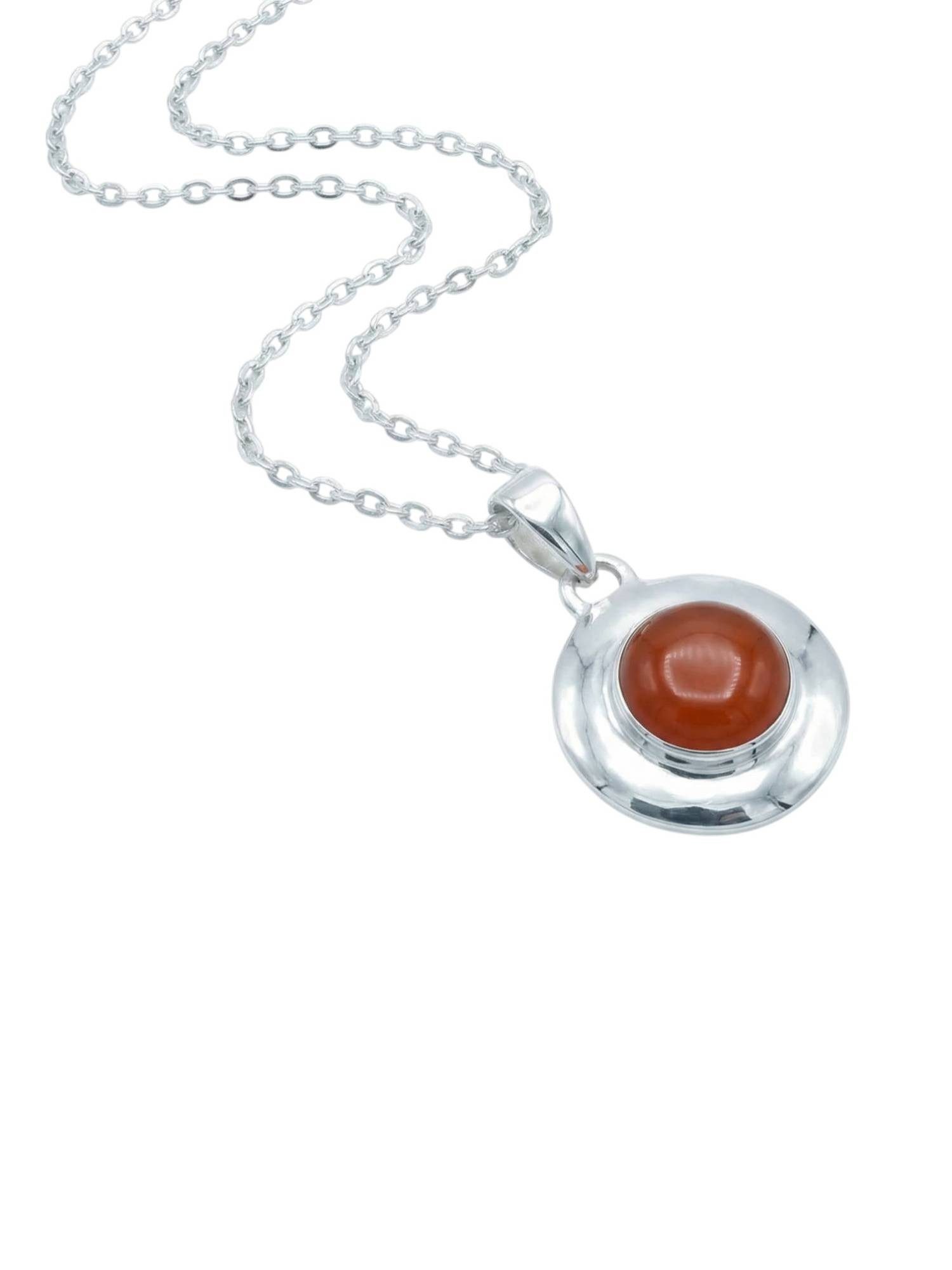 Kette mit Anhänger ZABALA rund aus 925 Silber mit Karneol
