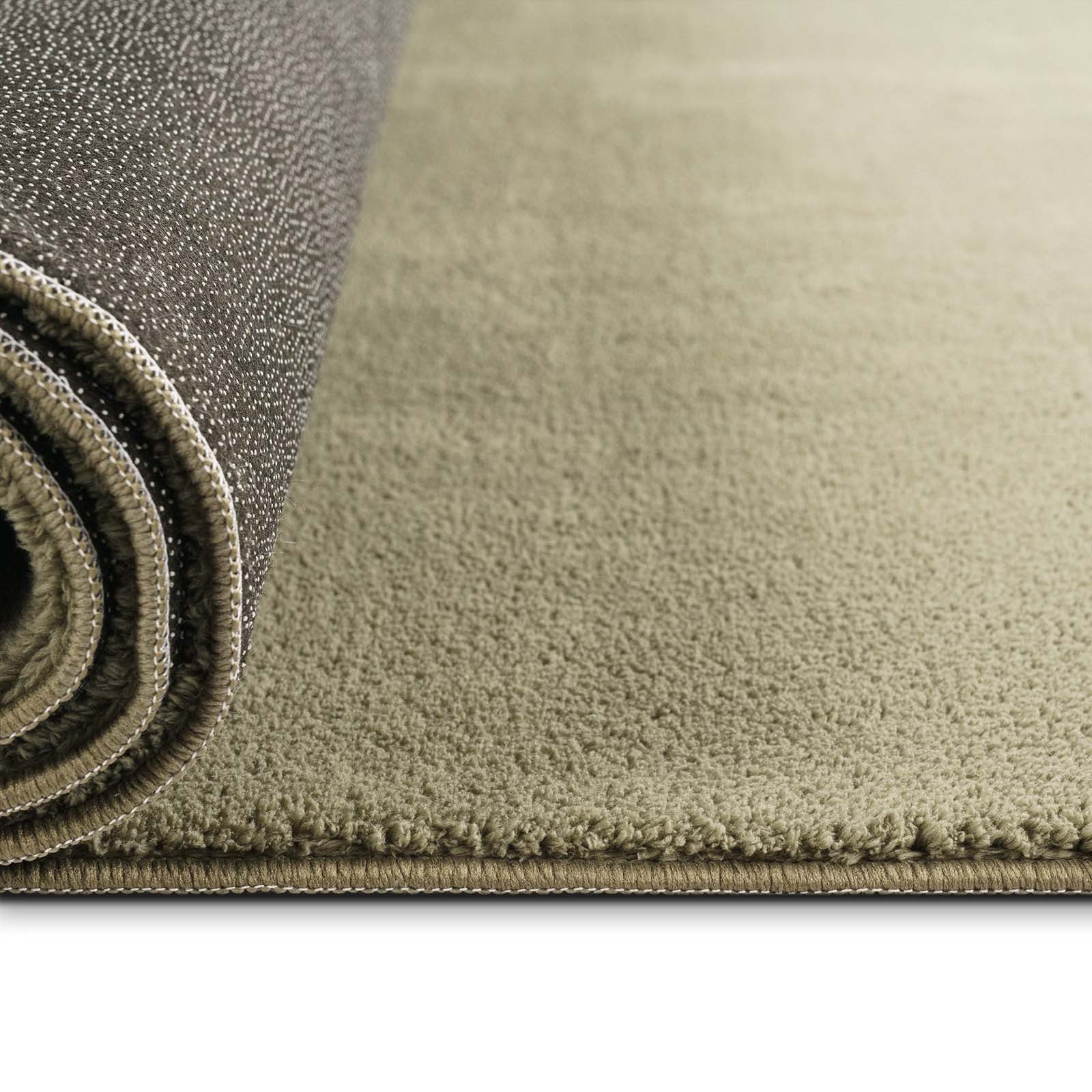 TaraCarpet Teppich Fiona Uni Kurzflor-Teppich, waschbar und supersoft, rechteckig, Höhe: 14 mm, 14 mm Kurzflor, rechteckig, Farbe Grün, Größe 50x80 cm – Bild 5 von 5