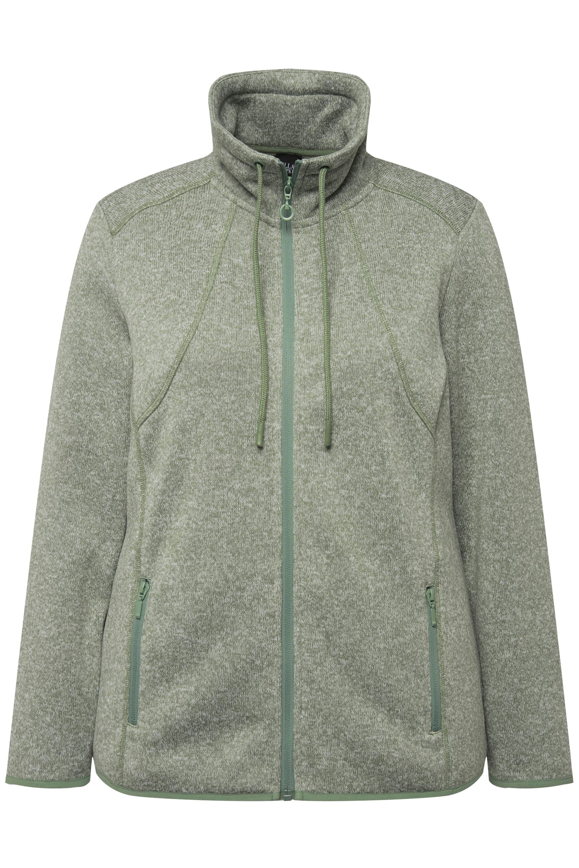 Ulla Popken Sweatjacke Strickfleece-Jacke Rauten Stehkragen günstig online kaufen