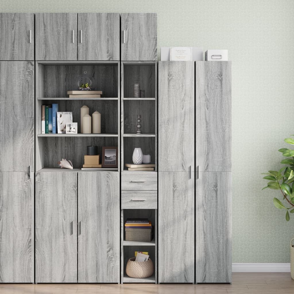 vidaXL Sideboard Hochschrank Schmal Grau Sonoma 30x42,5x225 cm Holzwerkstoff (1 St)