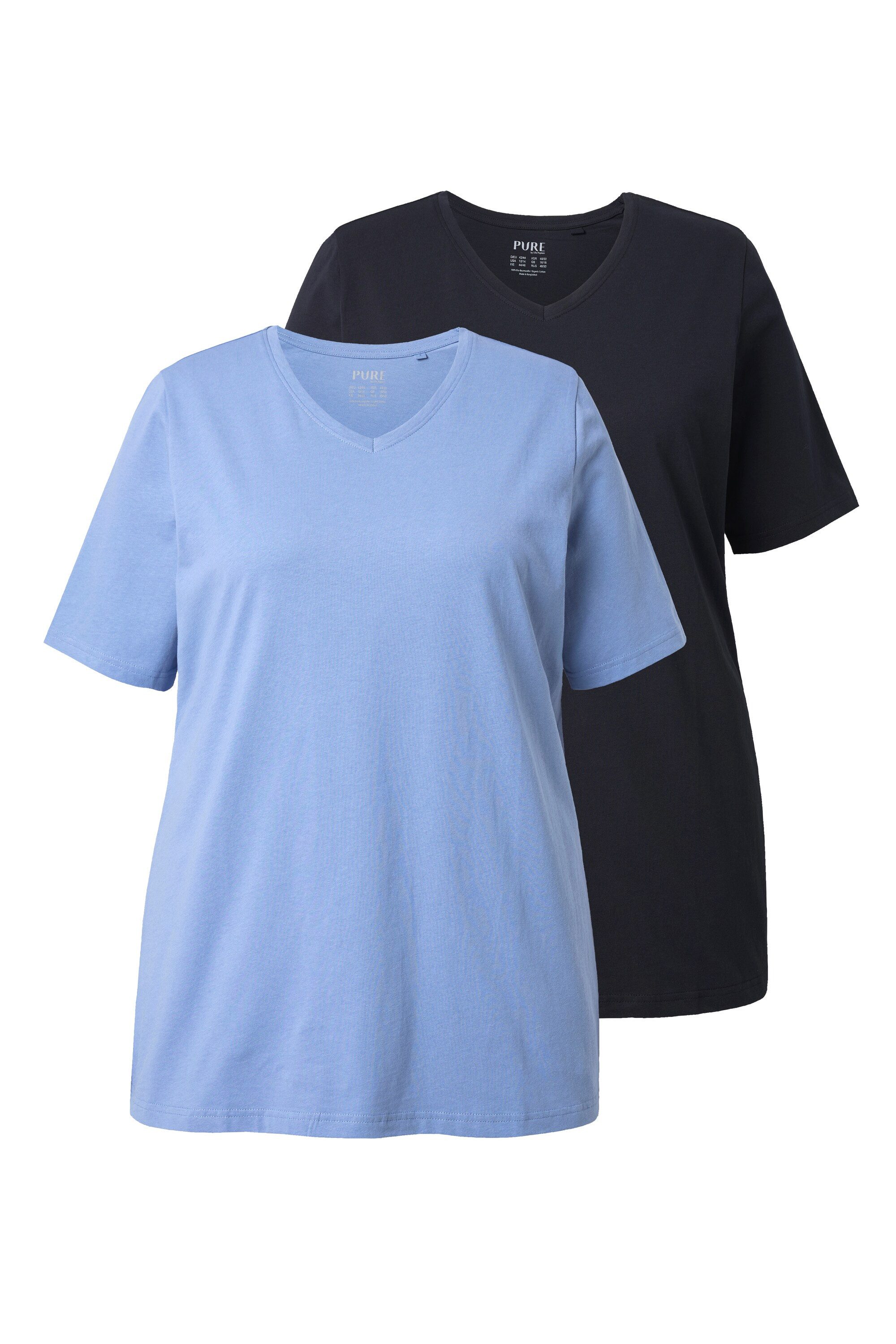 Ulla Popken T-Shirt T-Shirts 2er-Pack V-Ausschnitt günstig online kaufen