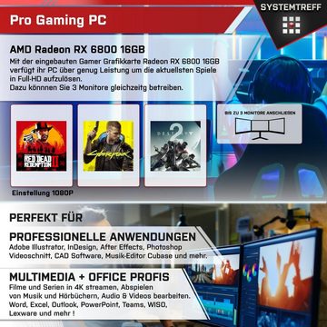 SYSTEMTREFF Gaming-PC (Intel Core i7 14700, Radeon RX 6800, 16 GB RAM, 1000 GB SSD, Luftkühlung, Windows 11, WLAN)