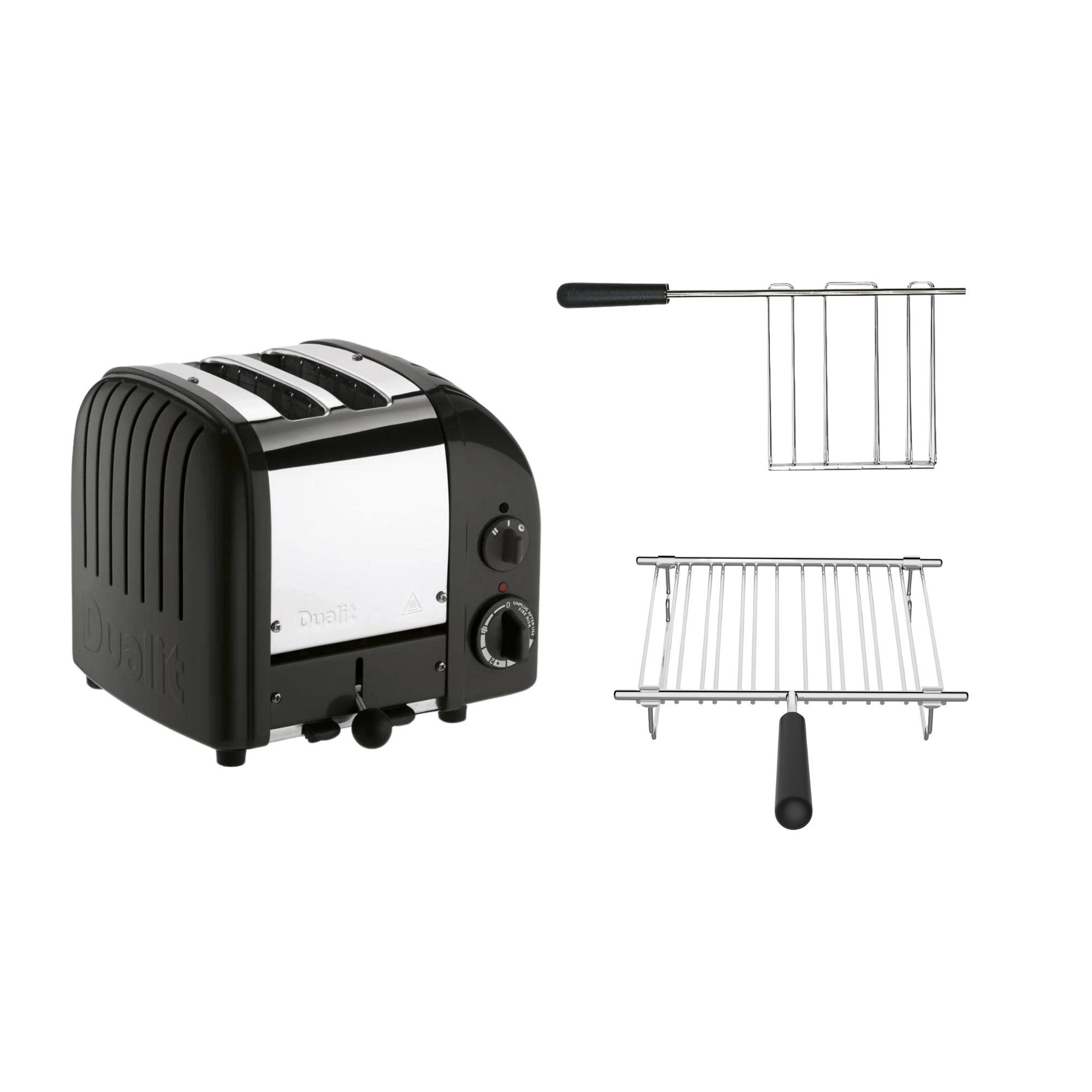 Dualit Toaster Dualit Paket 2, 2er Toaster mit Sandwichzange und Brötchenaufsatz