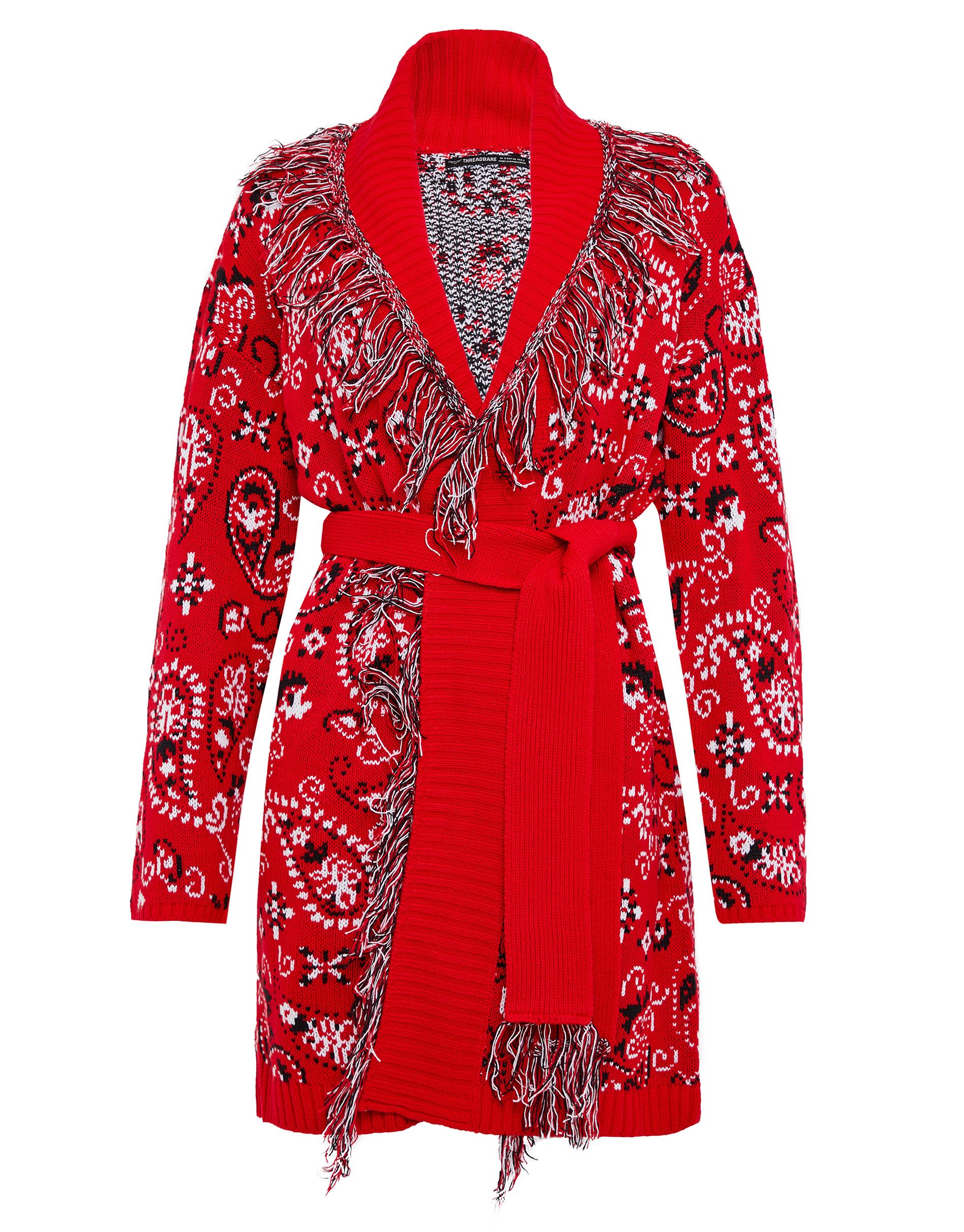 Threadbare Strickjacke THB Morganite jacquard tie belt Cardigan (1-tlg) mit stilvollem Strickmuster