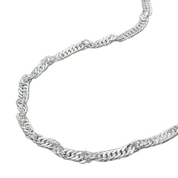 unbespielt Silberkette Halskette 2 mm Singapurkette diamantiert 925 Silber 45 cm, Silberschmuck für Damen