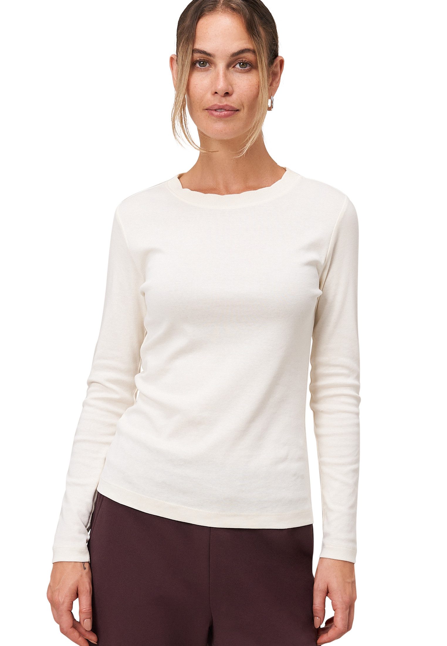 Zero Kurzarmshirt Damen Jersey-Shirt mit Wellenkante (1-tlg) weiteres Detail