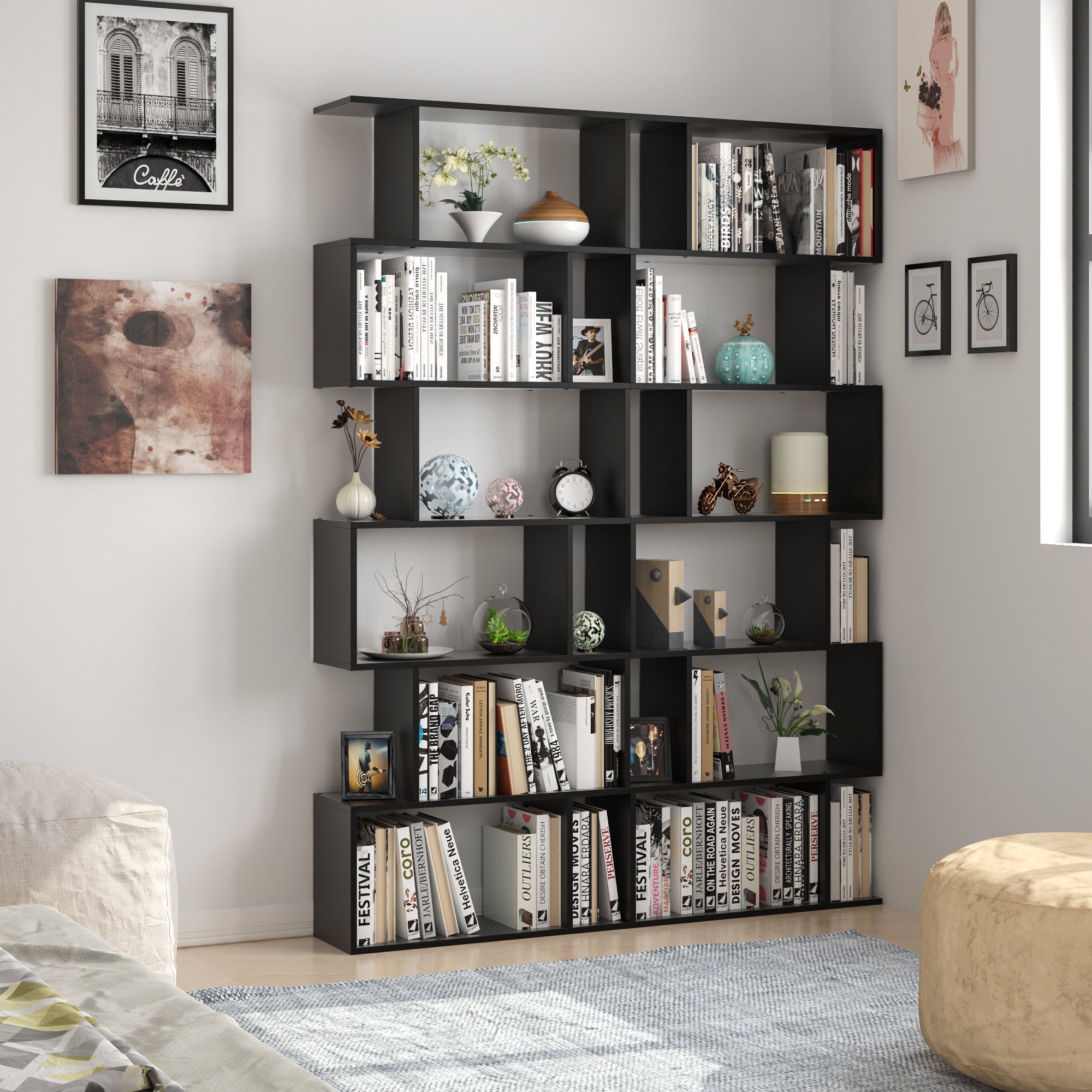 Homfa Standregal, Bücherregal mit 6 Ebenen, Raumteiler Büroregal für  Wohnzimmer, freistehend online kaufen | OTTO
