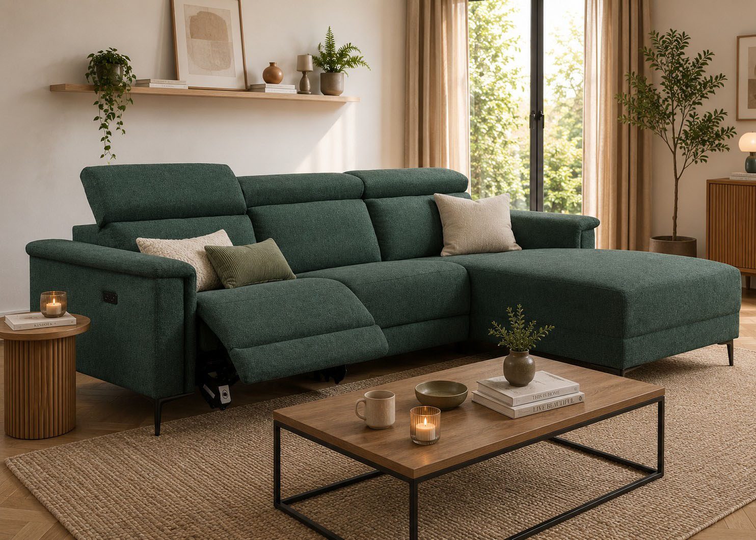 OTTO home Ecksofa LUND, Struktur-Bezug, L-Form, 261cm, man. /elektr. Relaxfunktion, auch mit USB A/C-Anschluss sowie Kopfteilverstellung