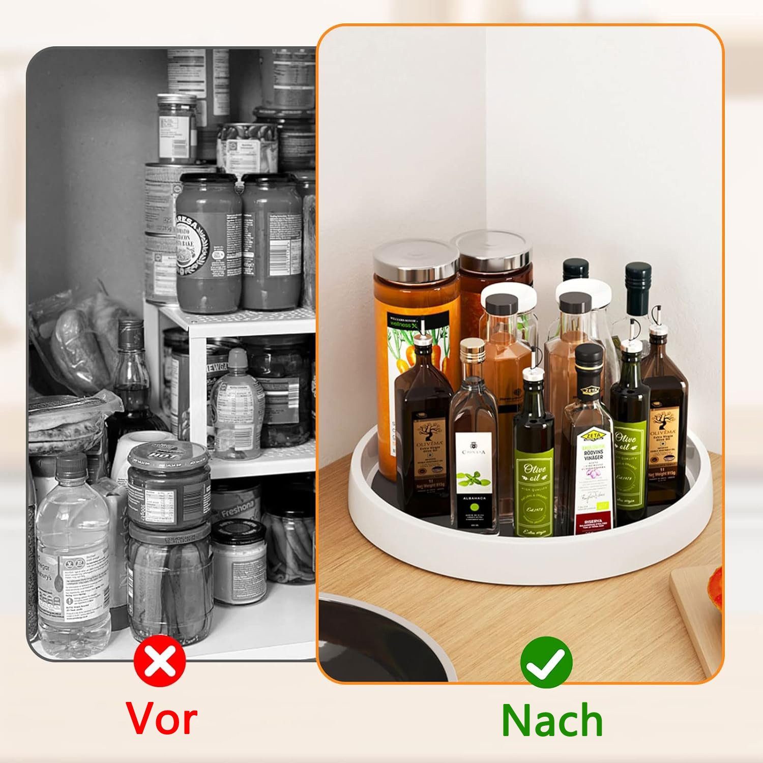 Coonoor Gewürzkarussell Drehteller Organizer, Servierplatten 360° Drehbar - Rutschfest, für Kühlschrank und Küche – Bild 4 von 5