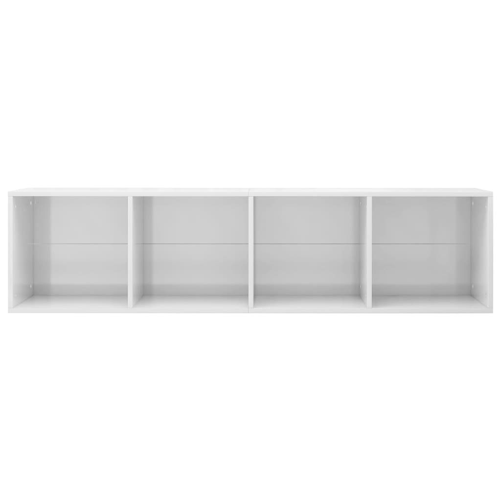 Holzwerkstoff Bücherregal furnicato Bücherregal/TV-Schrank Hochglanz-Weiß 36x30x143cm