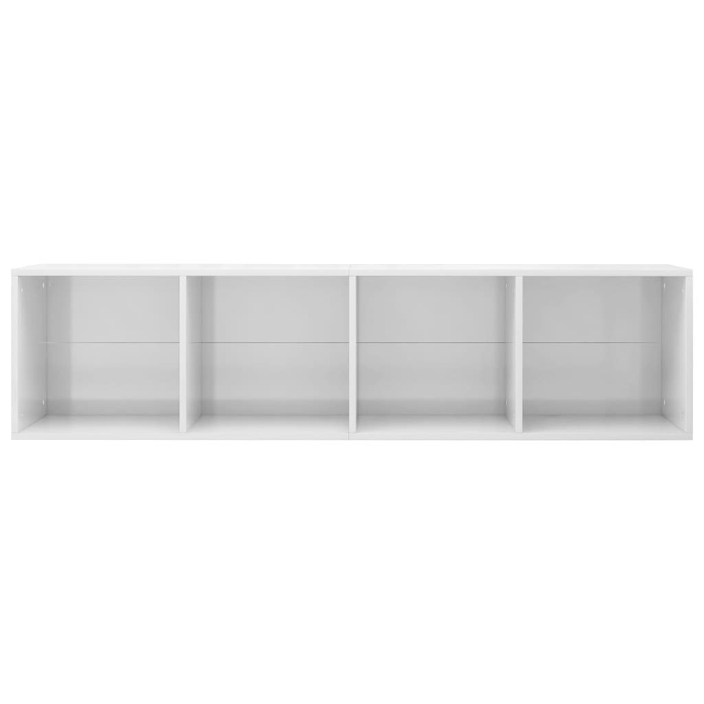 furnicato Bücherregal Bücherregal/TV-Schrank Holzwerkstoff 36x30x143cm Hochglanz-Weiß