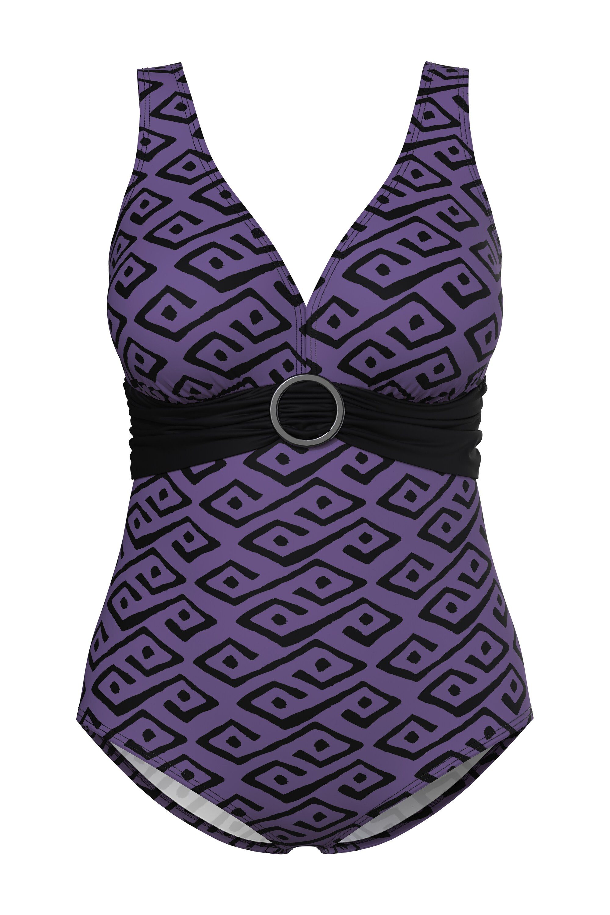 Ulla Popken Badeanzug Badeanzug Rauten Softcups Zierring recycelt günstig online kaufen
