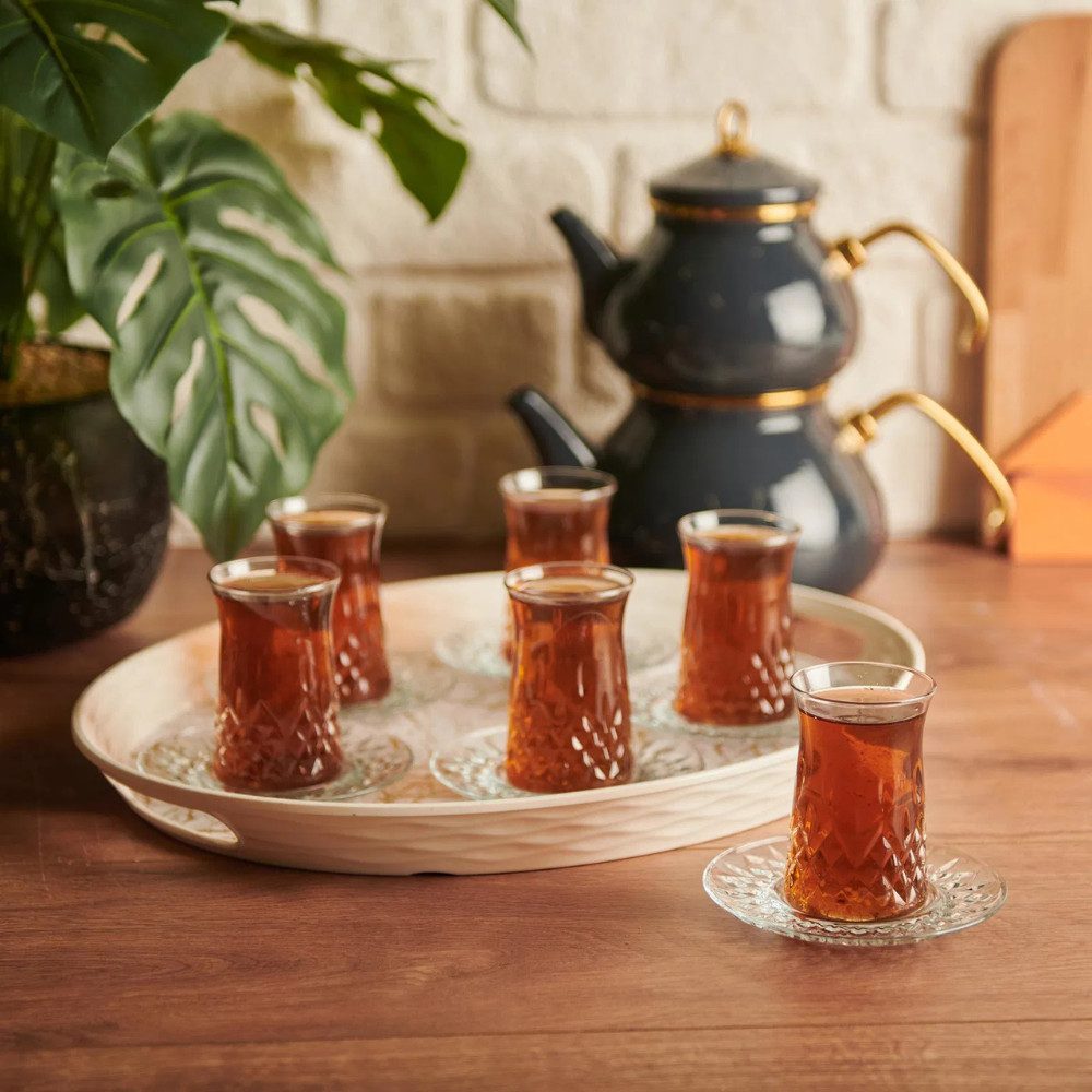 Türkisches Tee Set Alya - 18-teilig Mit 6 Gläsern & Untersetzern