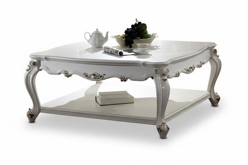 Xlmoebel Couchtisch Weißer Sofa-Beistelltisch im Barockstil echtes Holz Sofort (Couchtisch), Hergestellt in Europa