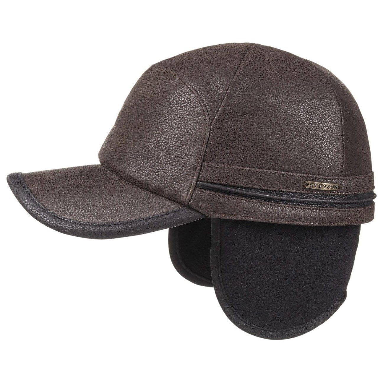 Stetson Baseball Cap (1-St) Ledermütze Hinten geschlossen dunkelbraun