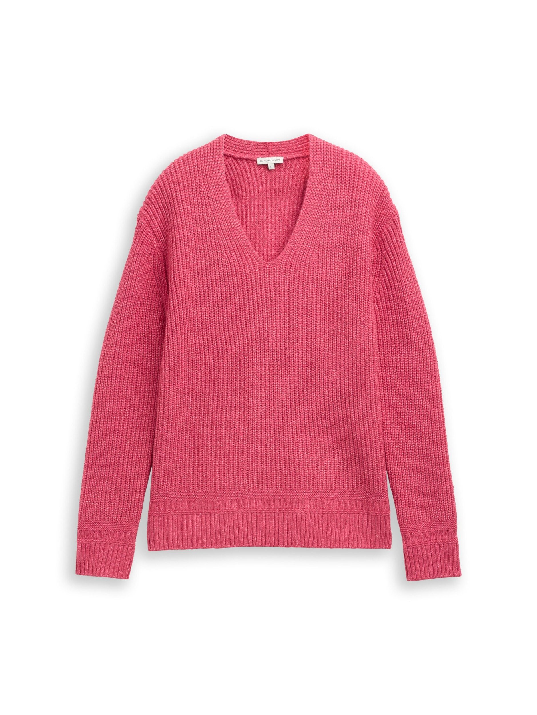 TOM TAILOR Strickpullover knit rib v-neck pullover
