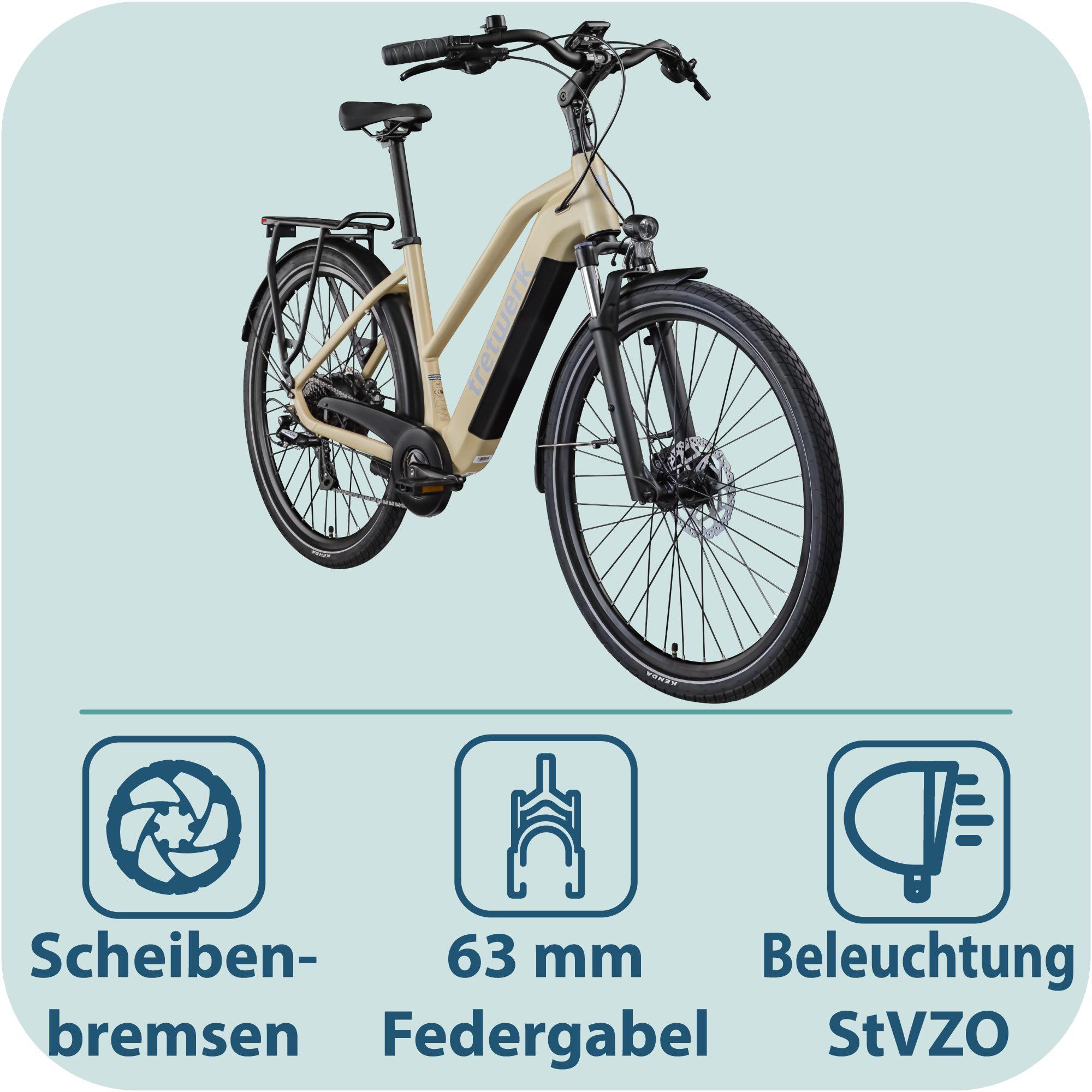 Tretwerk E-Bike Trekkingrad Onyx, 8 Gang Shimano Altus M310 Schaltwerk, Kettenschaltung, Heckmotor, 540 Wh
