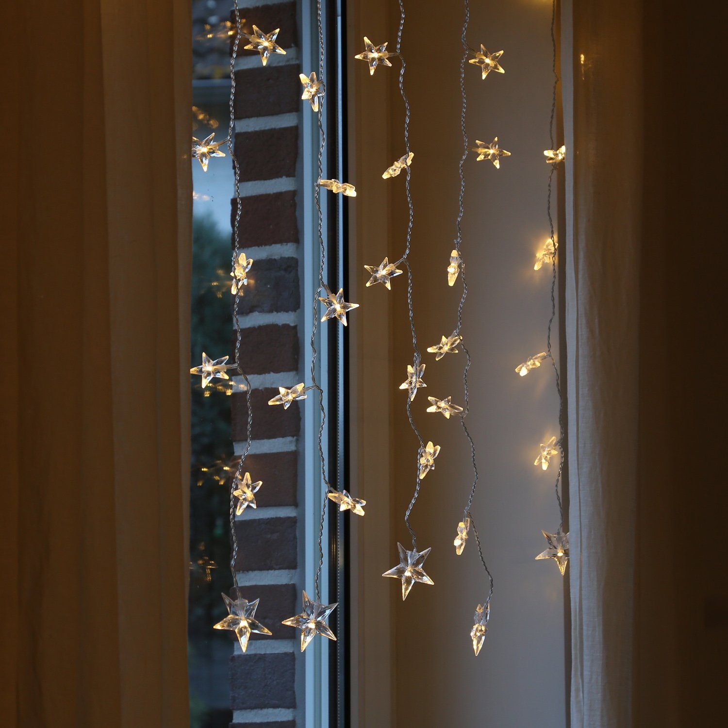 MARELIDA LED-Lichtervorhang LED Lichtervorhang Sterne 64 warmweiße LED 1,2m günstig online kaufen