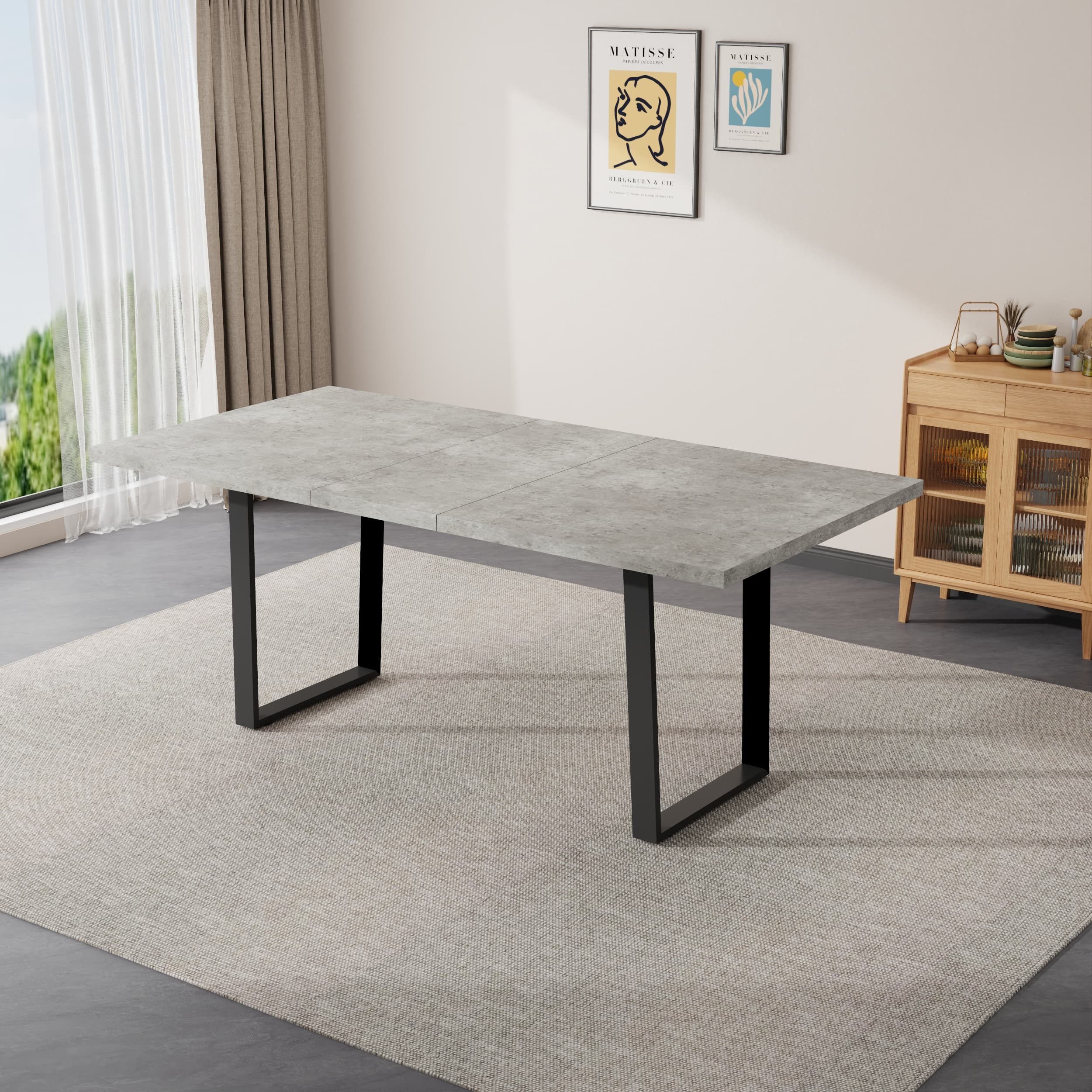 Jiexi Essgruppe Tisch-und Stuhlset, Ausziehbarer Esstisch (130–170 cm) mit 4-6 Stühlen – Bild 5 von 5