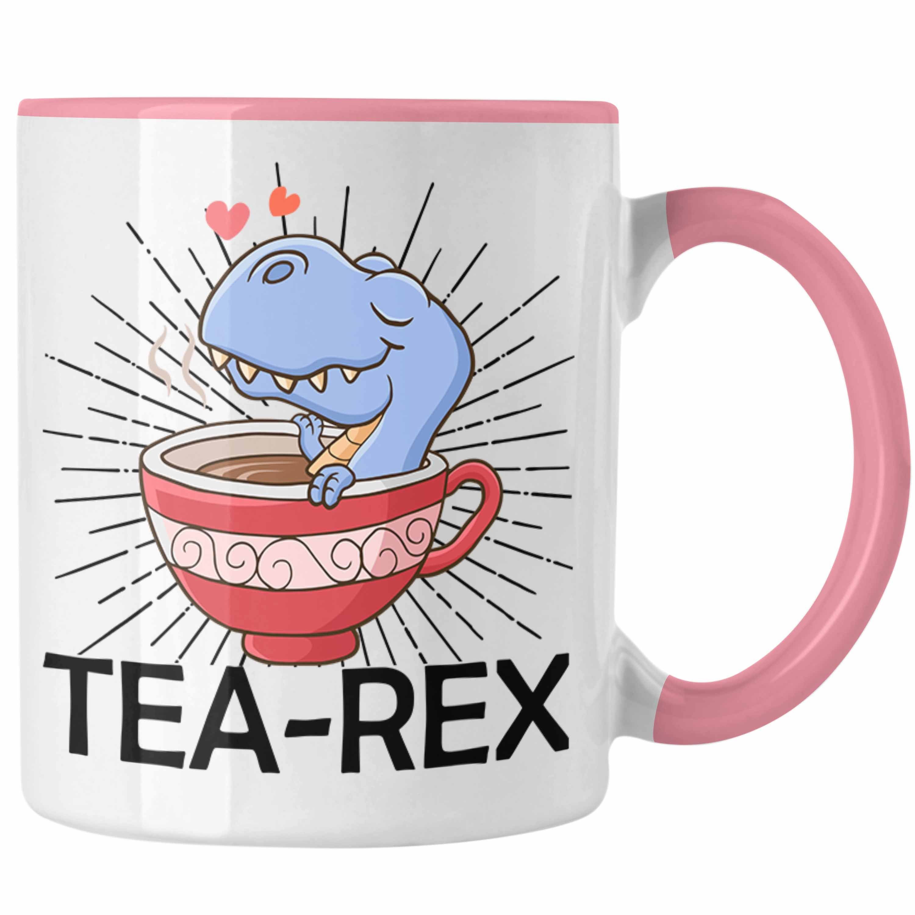 Dinosaurier T-Rex Tasse - Rex Trendation Rosa Geschenkidee Geschenk Trendation Wortspiel Tea Tasse