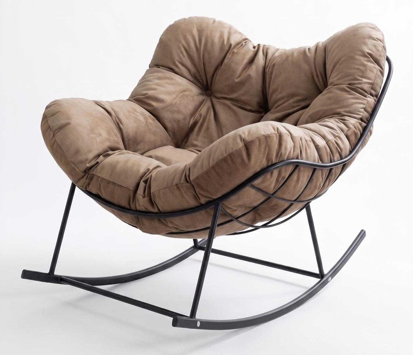Xlmoebel Schaukelsessel Moderner Schaukelstuhl in Braun mit bequemem Polster und, Made in Europa