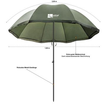 Zite Angelschirm Schirmzelt geschlossen 250 cm - Karpfen Angelzelt mit Fenstern