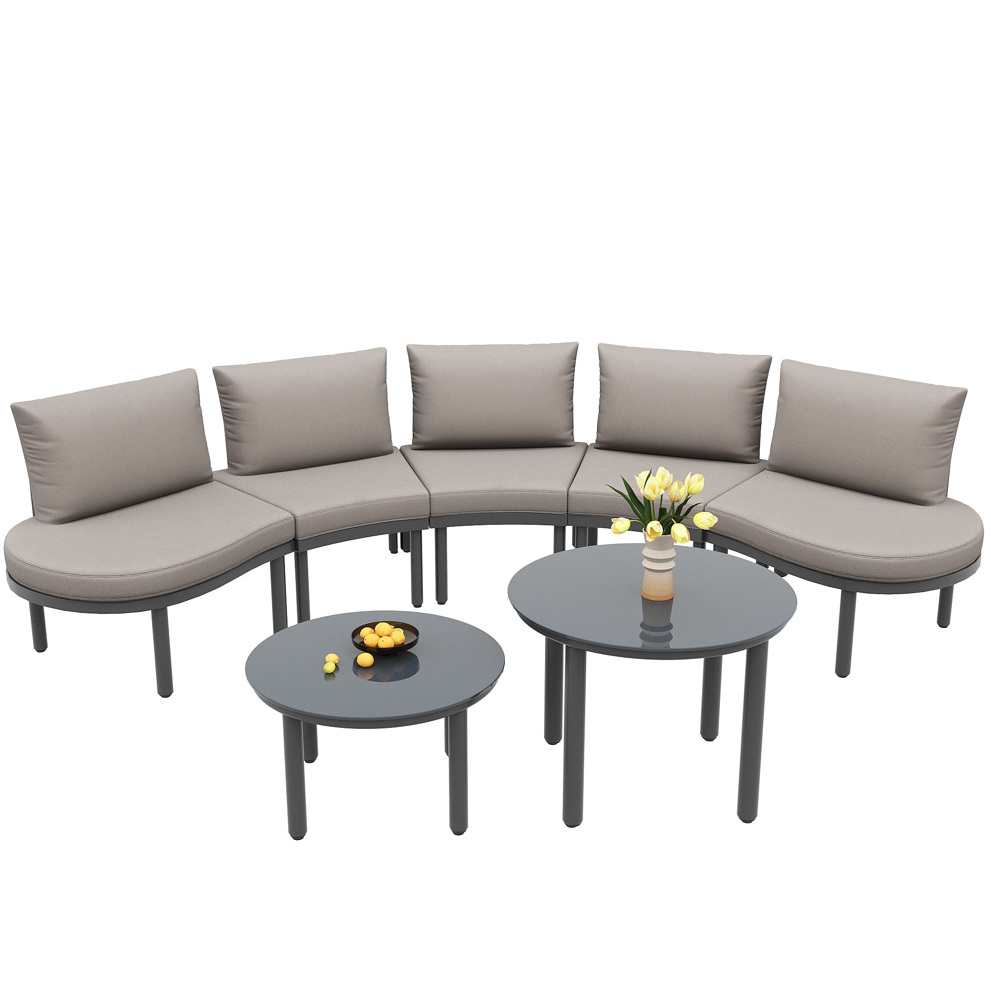 Odikalo Gartenlounge-Set Gartenmöbel-Set Couchtisch Sitzpolstern Kissen verstellbaren Beinen