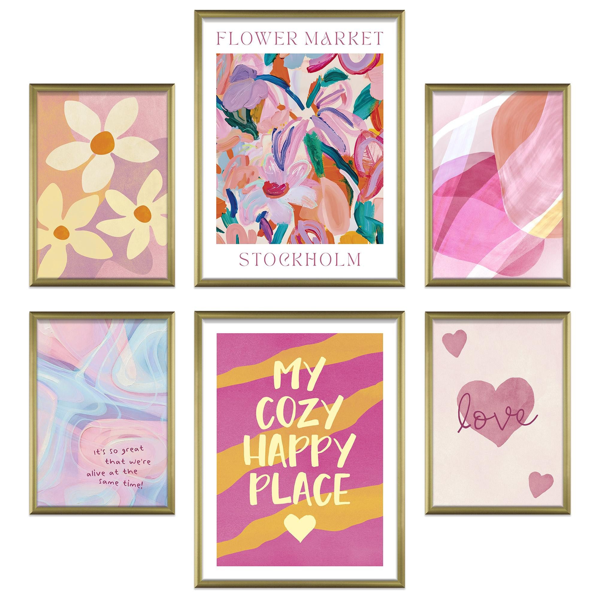 ARTFAVES Bilder-Collage Poster Set Abstract Dopamine Art I mehrteilige Bilderwand I Wandbilder, (Wandbilder modern, 6 St)