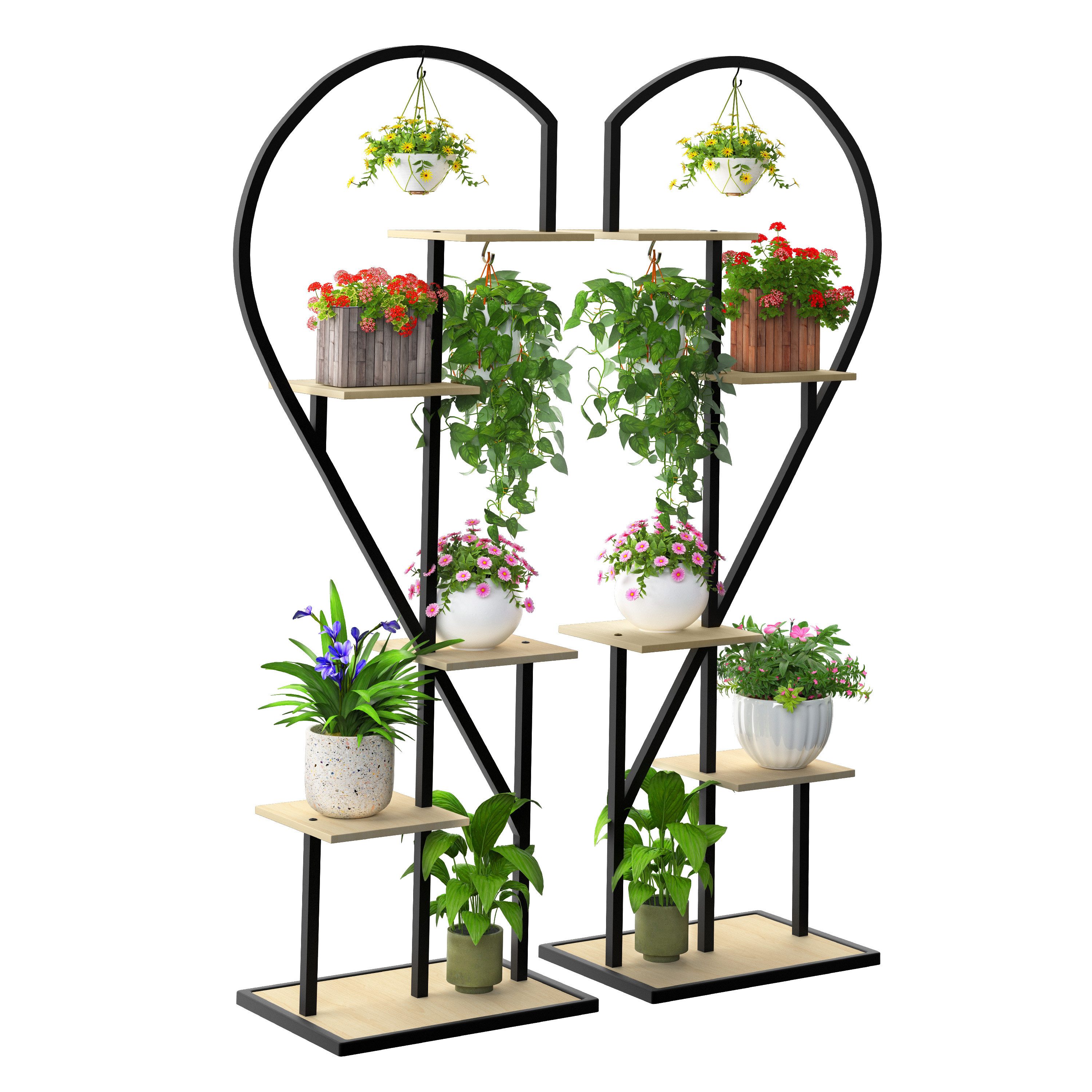 Ribelli Pflanzentreppe Pflanzenständer, schwarz / braun (2 St), Blumenständ günstig online kaufen