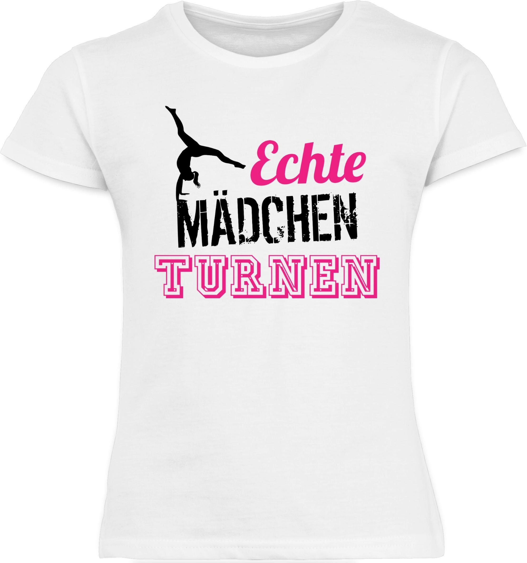 Shirtracer T-Shirt Echte Mädchen turnen fuchsia - schwarz Kinder Sport Kleidung