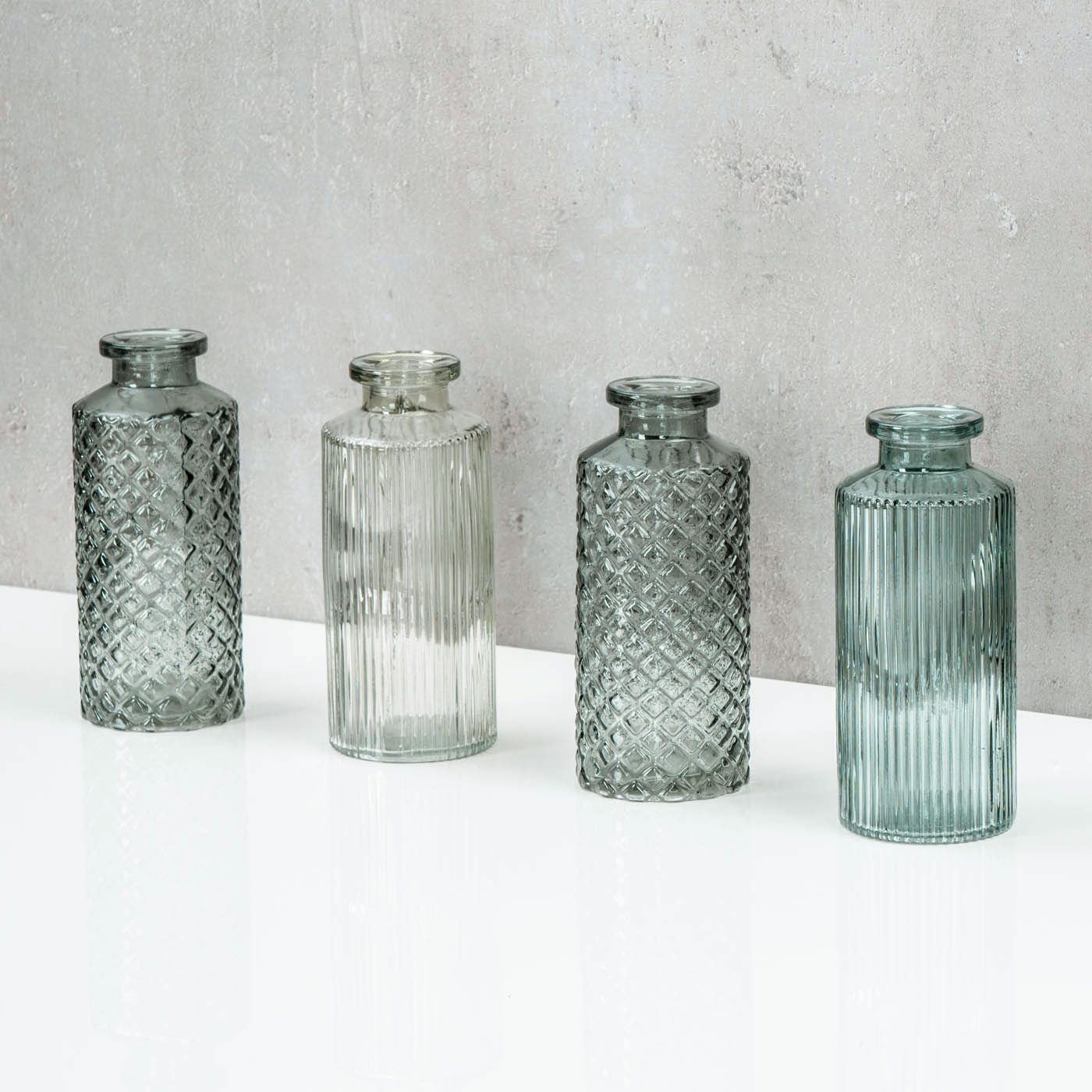 Levandeo® Dekovase, 4er Set Vase Grün H14cm Glas Blumenvase Tischdeko Frühl günstig online kaufen