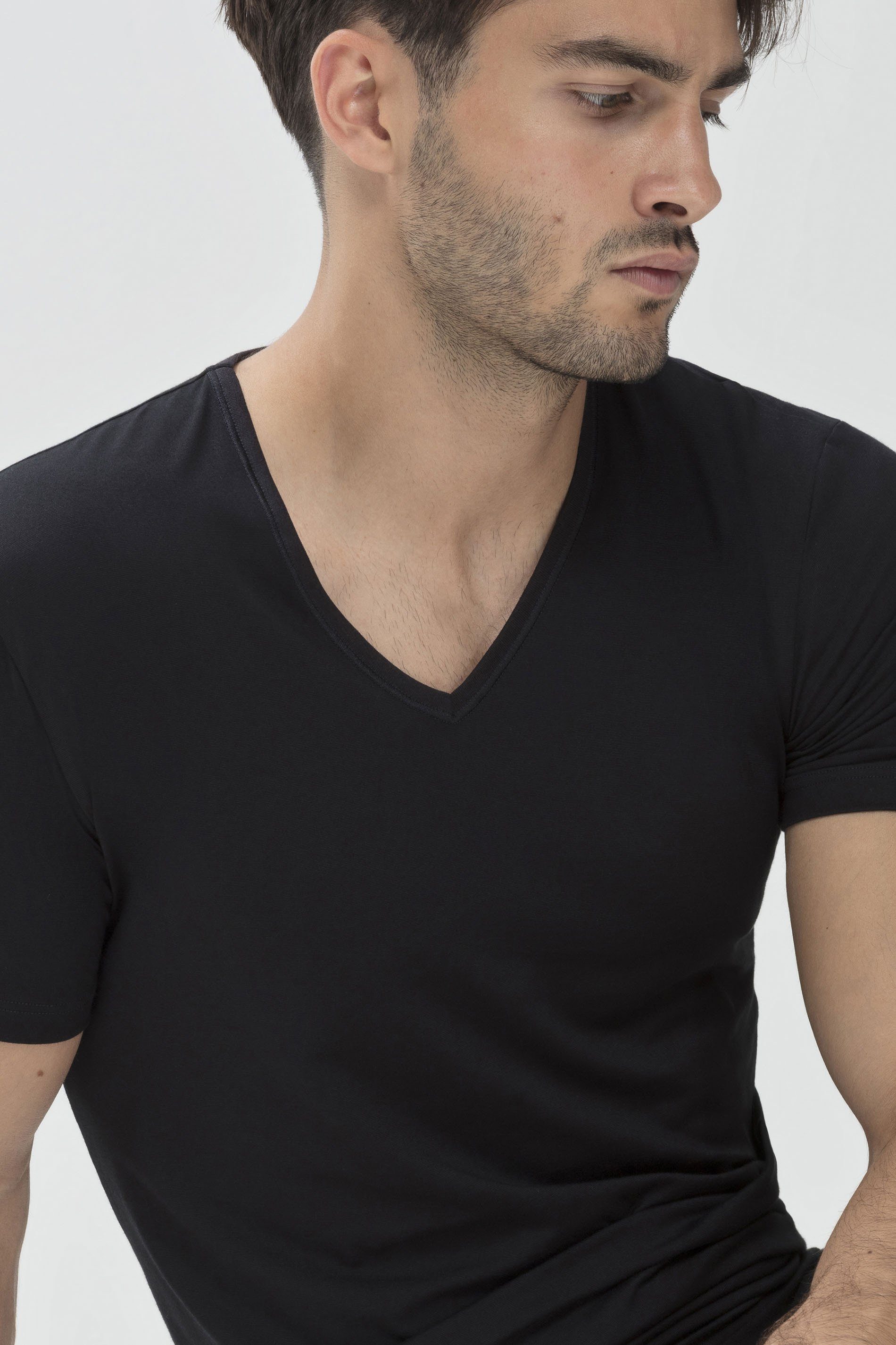 Serie Schwarz Cotton (1-tlg) Mey Dry V-Shirt Uni