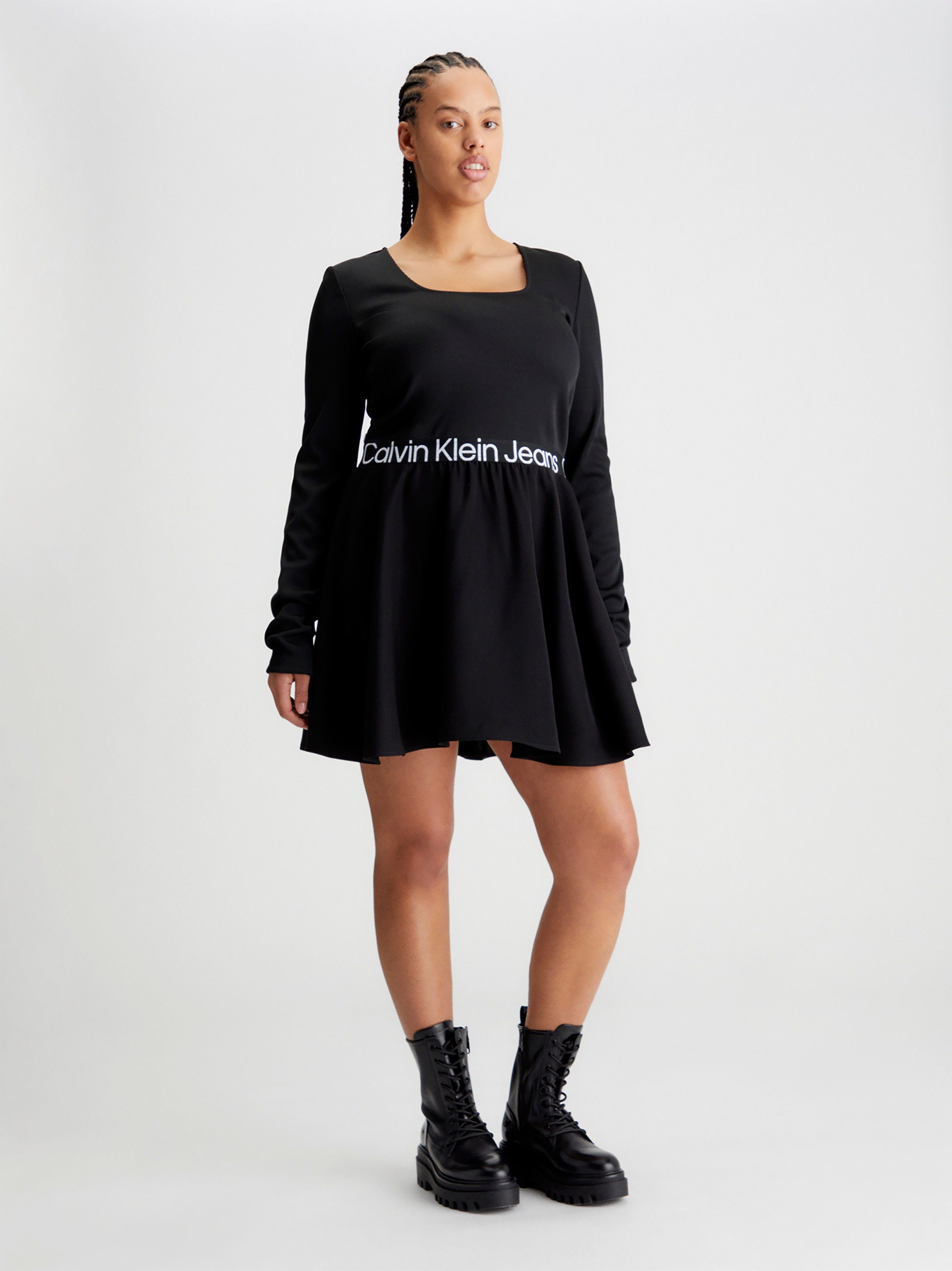 Calvin Klein Jeans Plus Skaterkleid PLUS ELASTIC LOGO LS DRESS