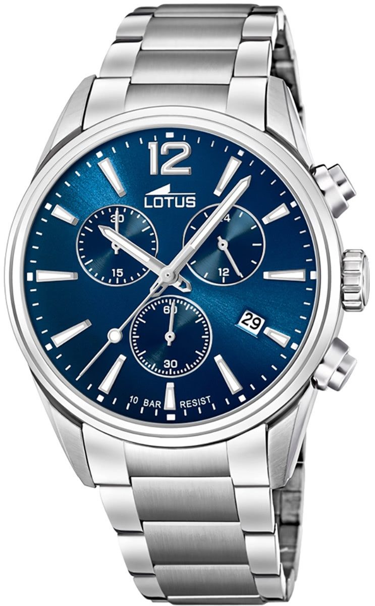 Lotus Quarzuhr LOTUS Herren Uhr Sport 18690/1 Edelstahl, (Analoguhr), Herrenuhr rund, groß (ca. 42mm) Edelstahlarmband silber