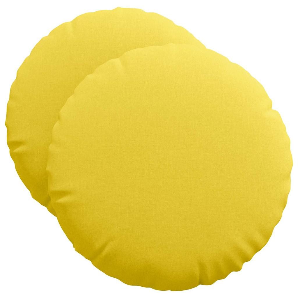 vidaXL Sitzauflage Sitzkissen 2 stk. Stoff Helles Gelb Ø50 x 19 cm, (2 St)