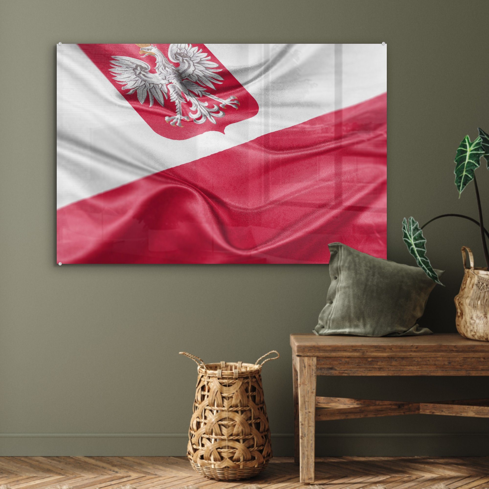 Eine polnischen Schlafzimmer Acrylglasbilder Nahaufnahme (1 & der Flagge, Wohnzimmer MuchoWow Acrylglasbild St),