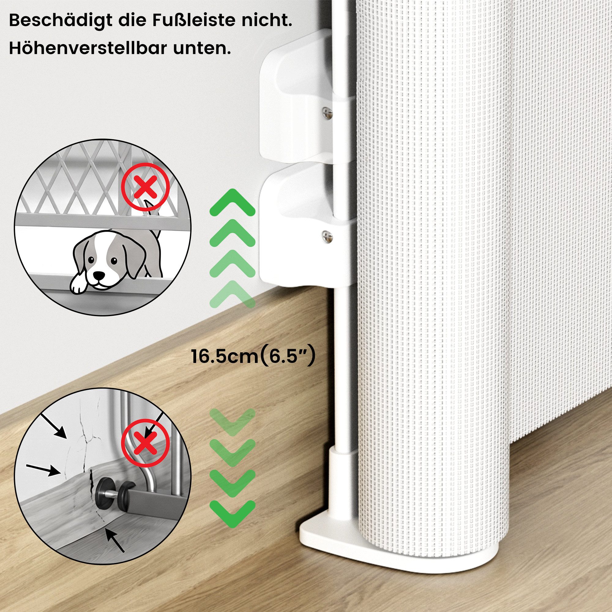 DAITORE Türschutzgitter Treppenschutzgitter ausziehbar bis 140cm~180cm für Kinder, Haustiere, Raumtrennung Absperrgitter kindersicheres Treppengitter – Bild 5 von 5