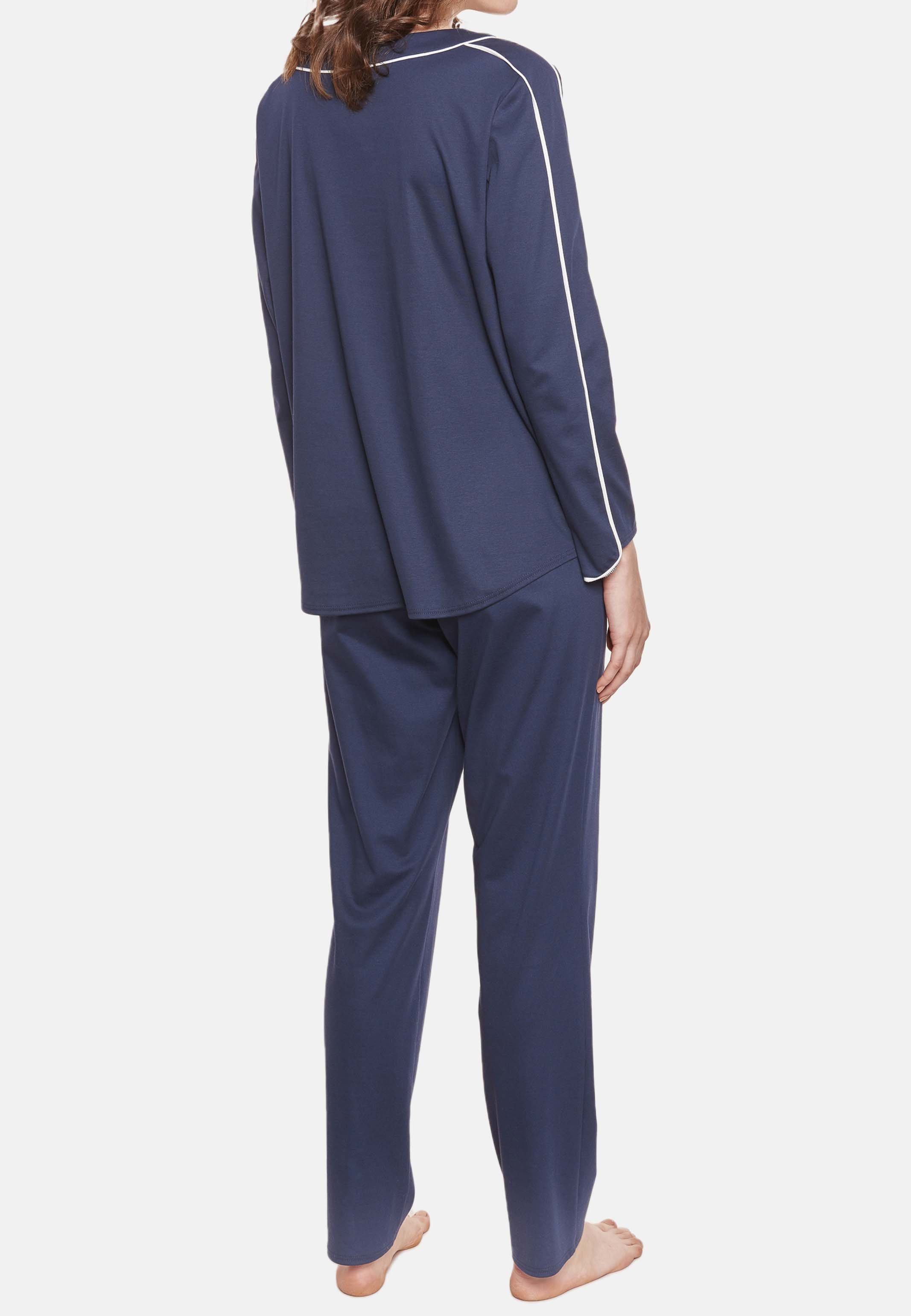 Schlafanzug Pyjama Paspel-Verzierung Féraud (Set, - mit - Baumwolle modischer Basic tlg) 2 Pyjama