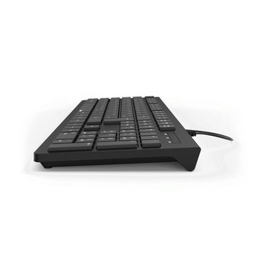 Hama Basic-Tastatur "KC-200", Schwarz USB-A-Stecker, Kabellänge 1,5 m PC-Tastatur (Abgesetzte Tasten/Klappbare Standfüße)