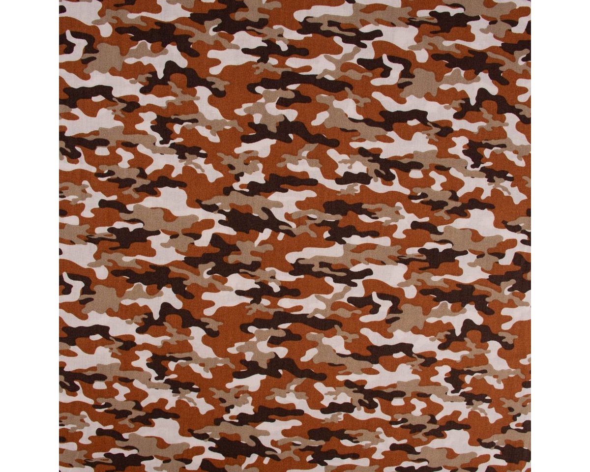 Thumbnail - SCHÖNER LEBEN. Stoff Baumwollstoff Popeline Camouflage Tarnmuster dunkelbraun rost beige 1