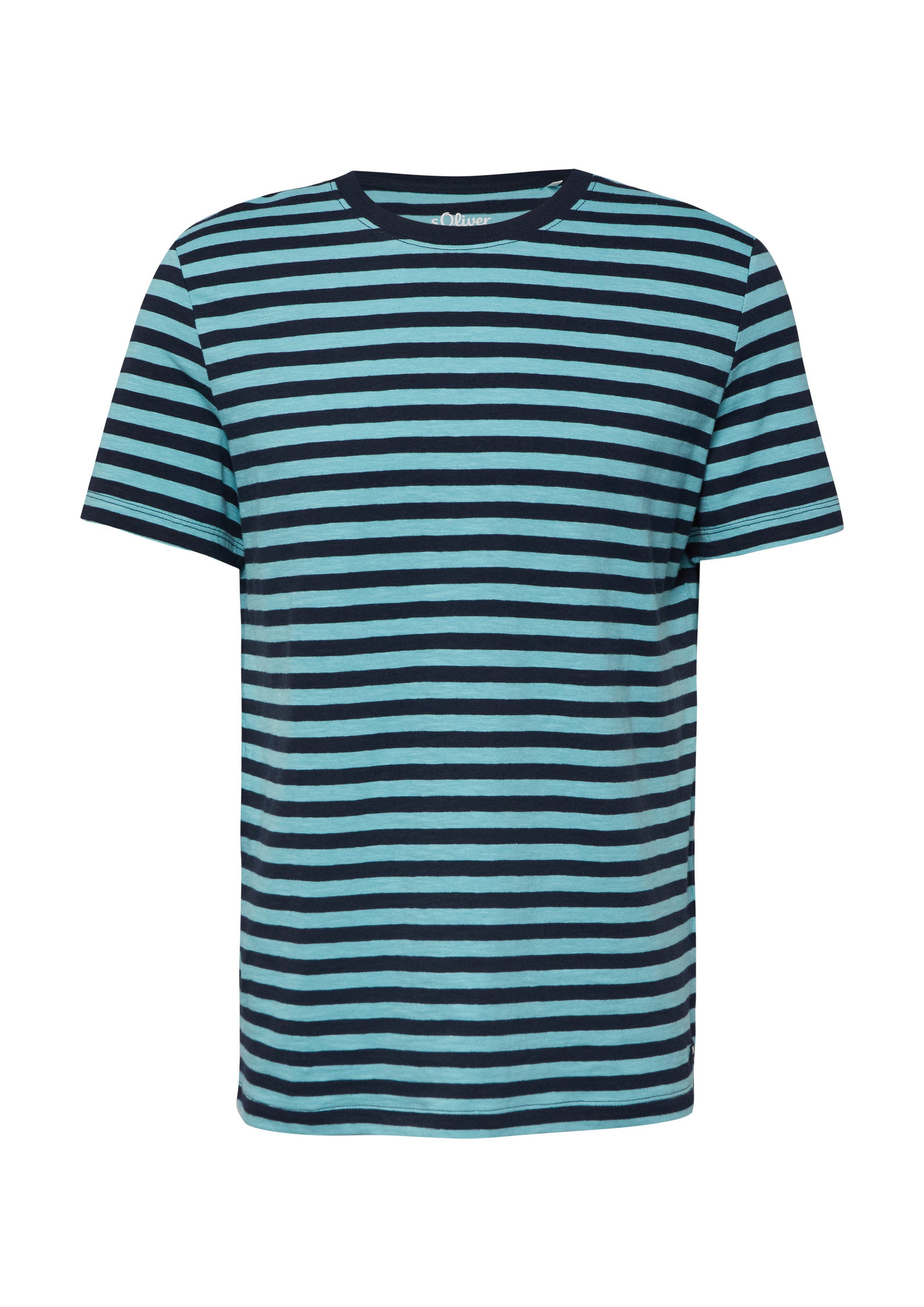 s.Oliver Kurzarmshirt T-Shirt Gestreiftes T-Shirt in Flammgarnstruktur