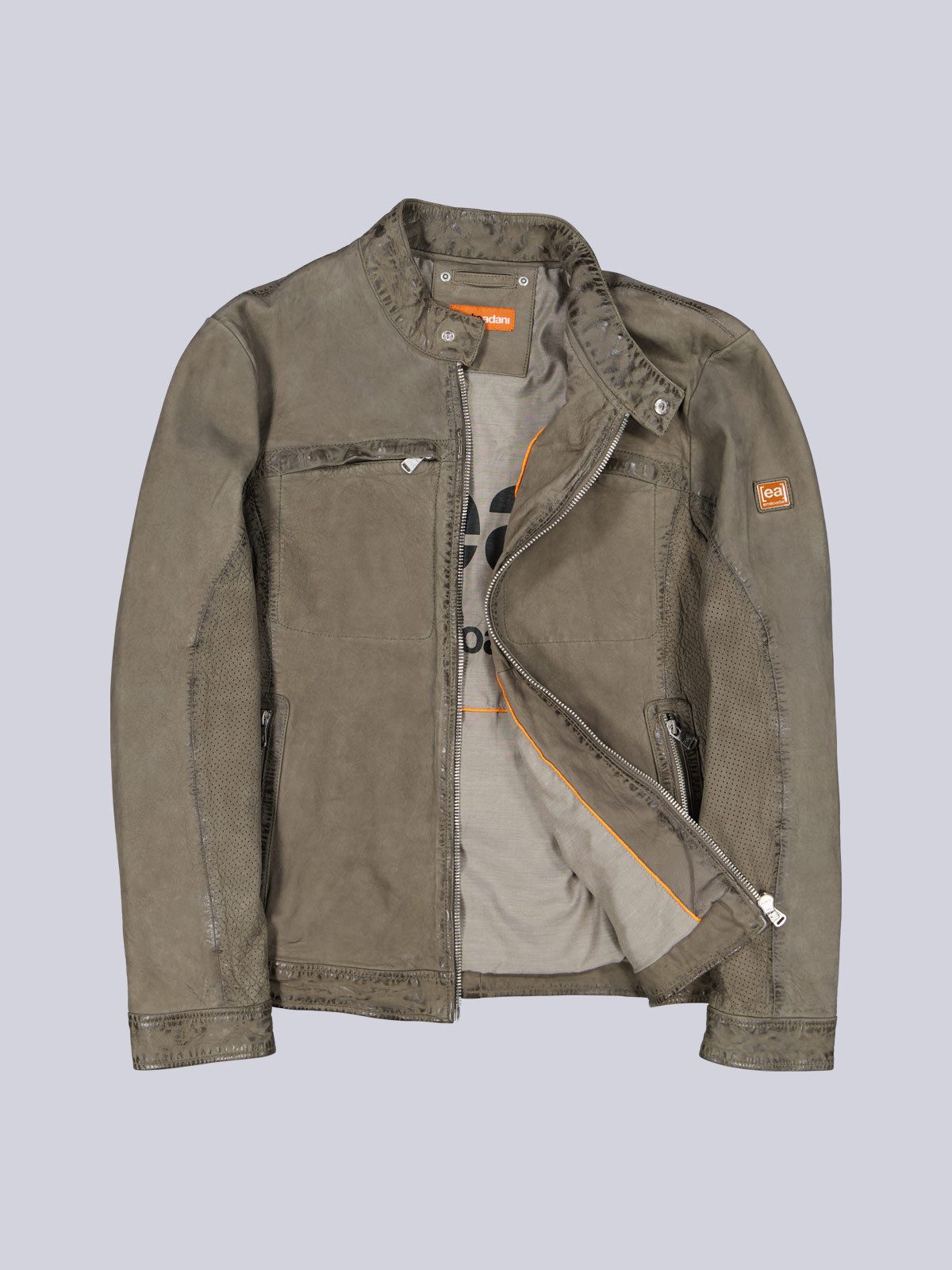 Lederjacke Herren Sportive Lammlederjacke, Khaki