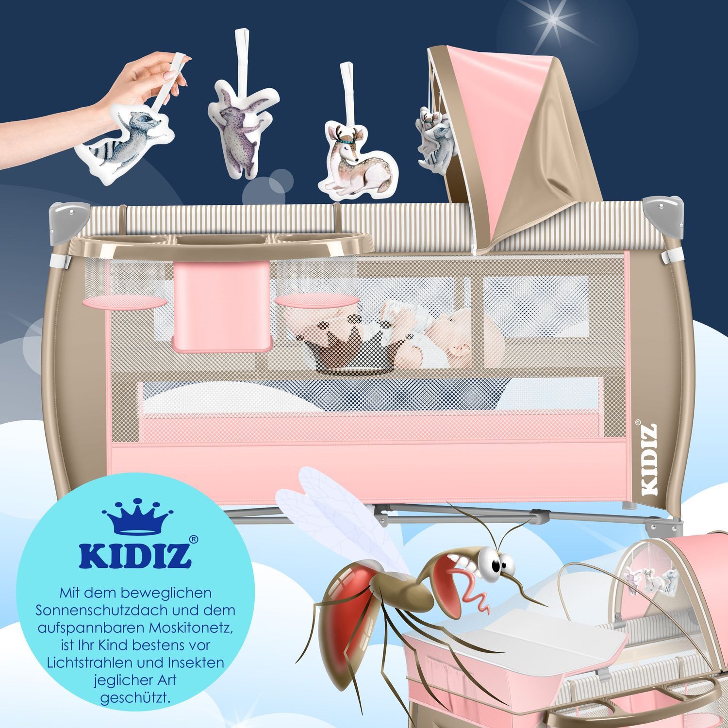 KIDIZ Baby-Reisebett, Babybett in Reisebett Kombi Set Baby Bett mit Wickela günstig online kaufen